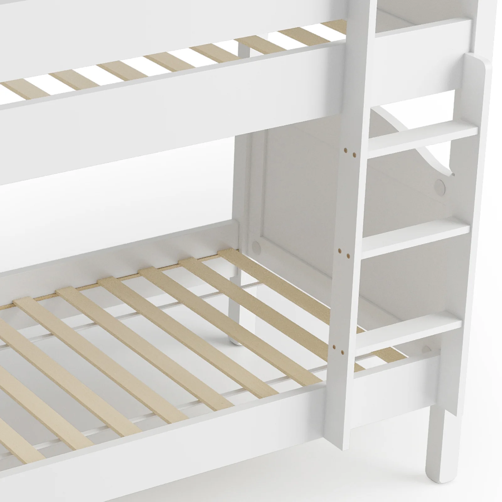 Camira Single Solid Wood Arched Twin Bunk Bed in White - Image 7