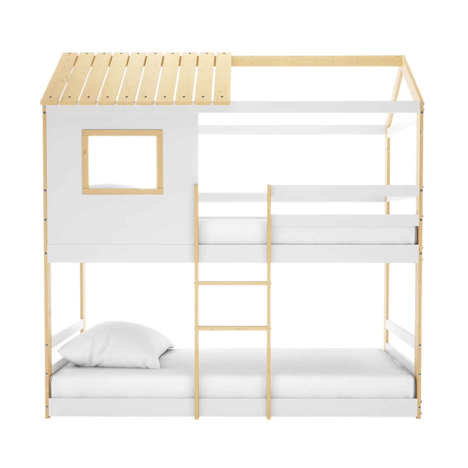 Carl Kids Solid Wood Cubby Bunk Bed in White & Natural - Image 4