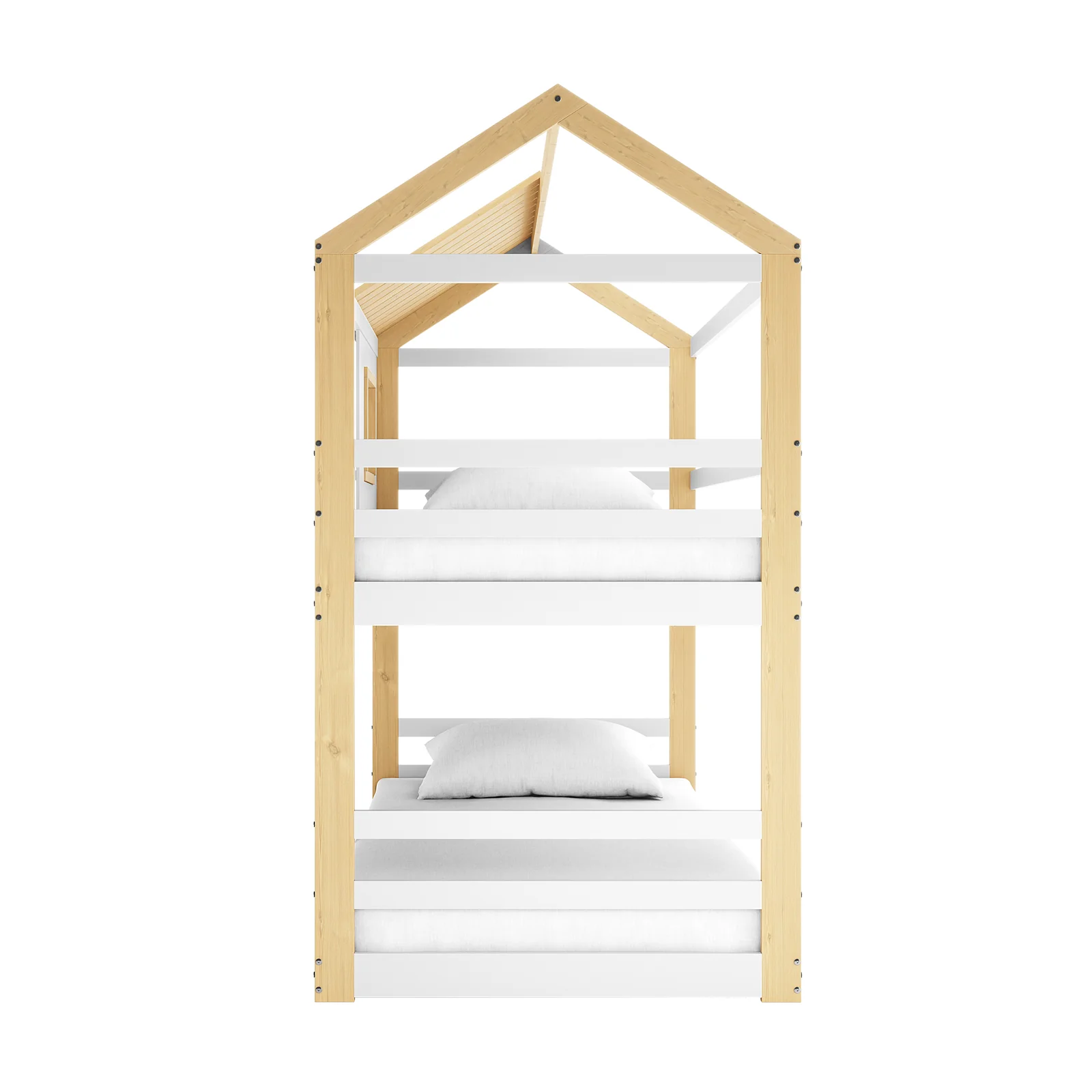 Carl Kids Solid Wood Cubby Bunk Bed in White & Natural - Image 5