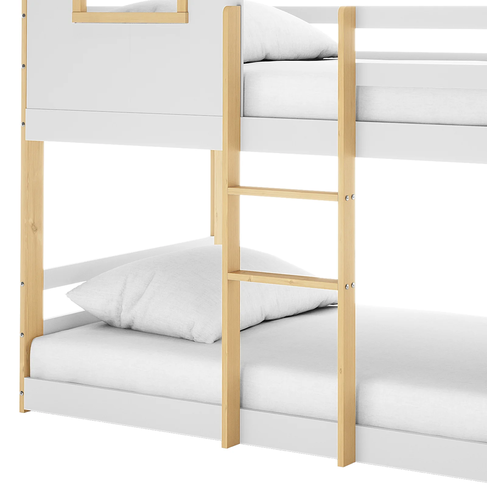 Carl Kids Solid Wood Cubby Bunk Bed in White & Natural - Image 7
