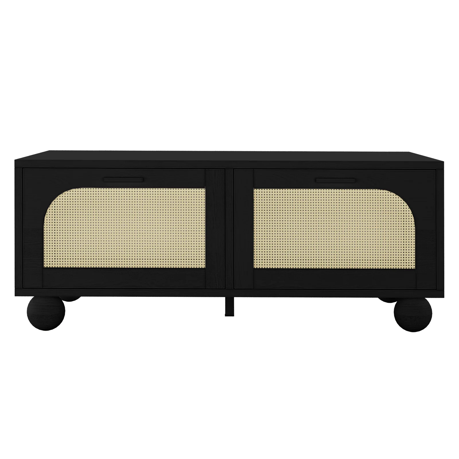 Carlo 110cm Rattan Coffee Table with Storage in Black
