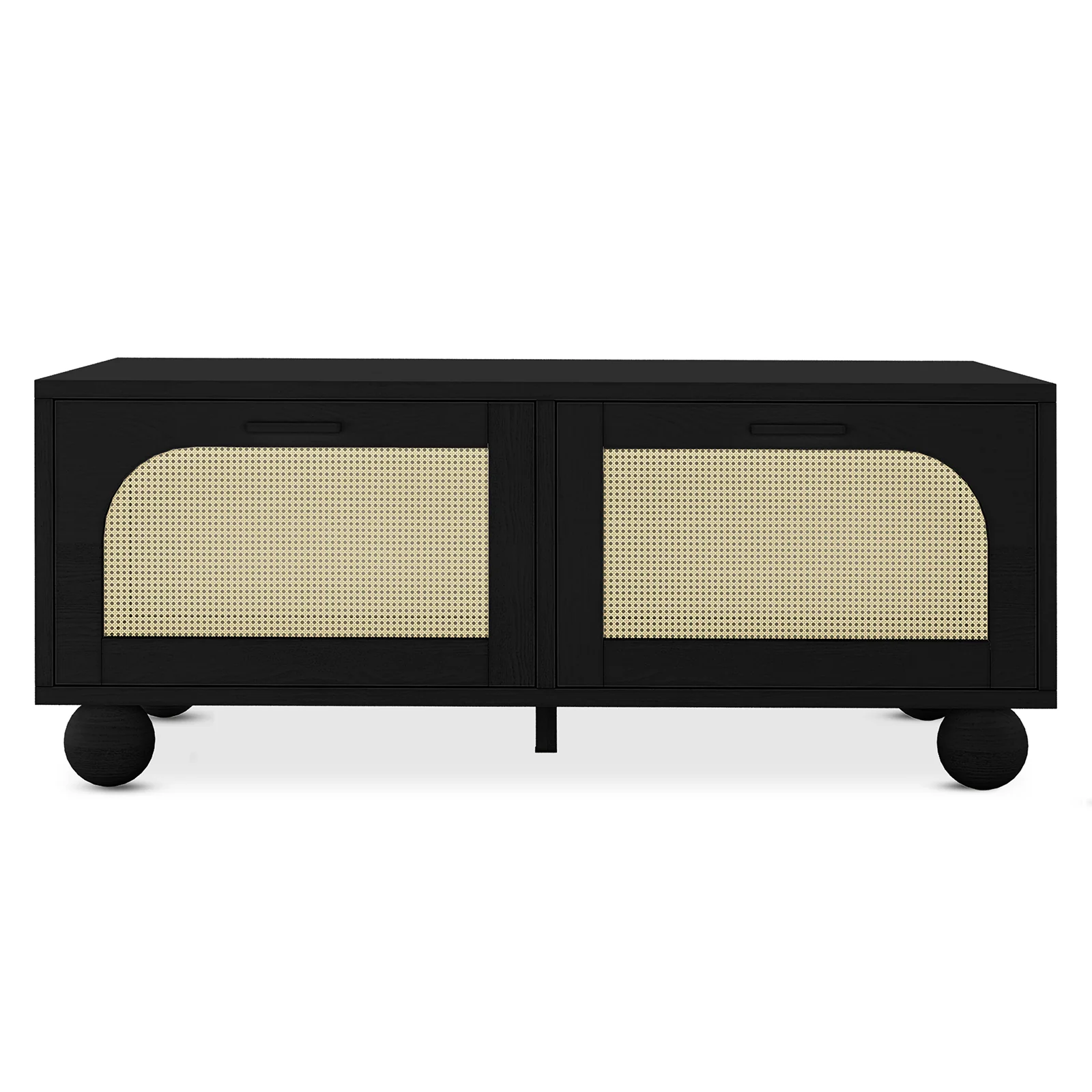 Carlo 110cm Rattan Coffee Table with Storage in Black - Image 4