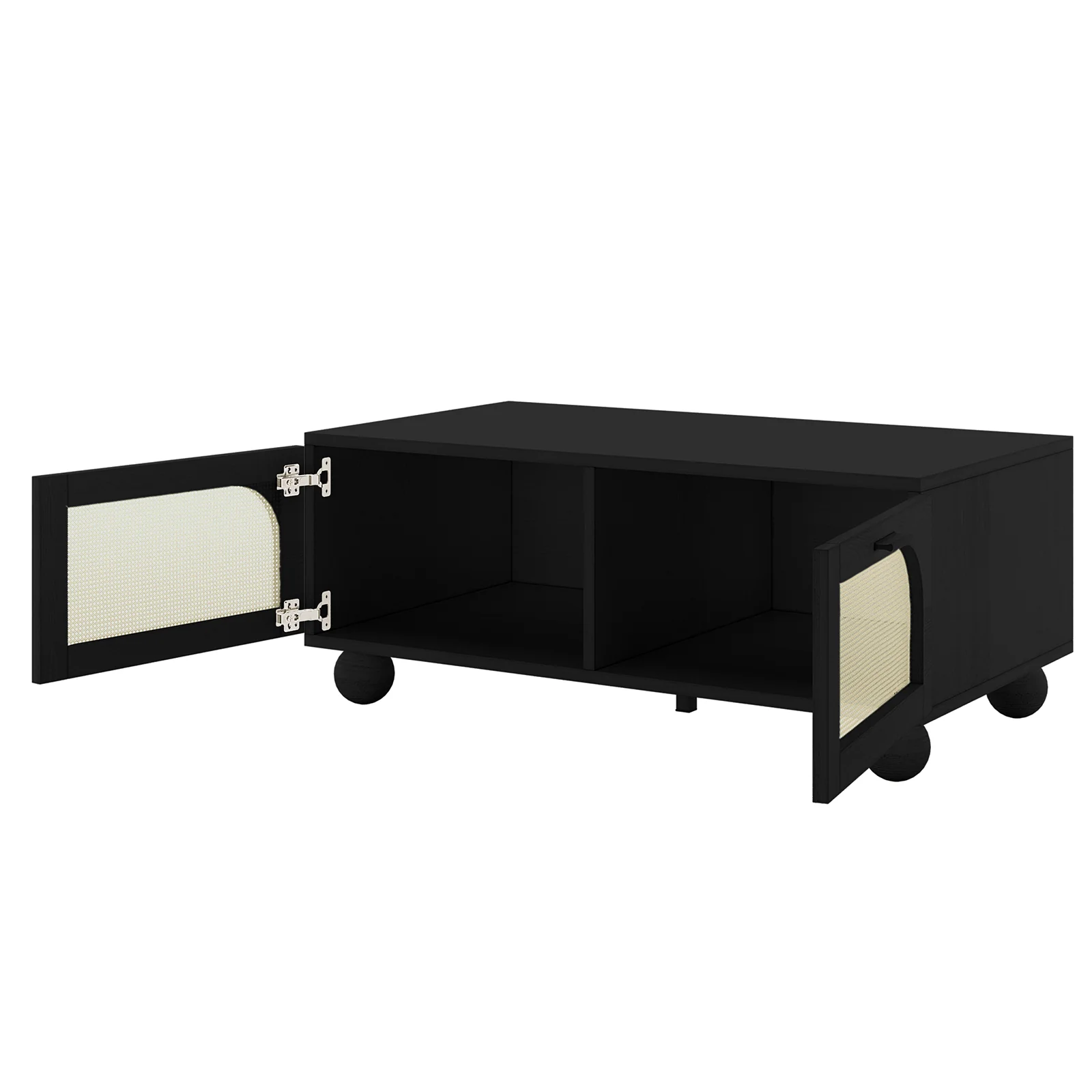 Carlo 110cm Rattan Coffee Table with Storage in Black - Image 6