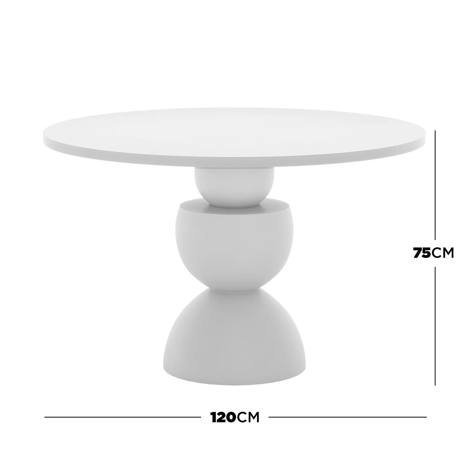 Carmen 120cm Round Concrete Dining Table in White - Image 3