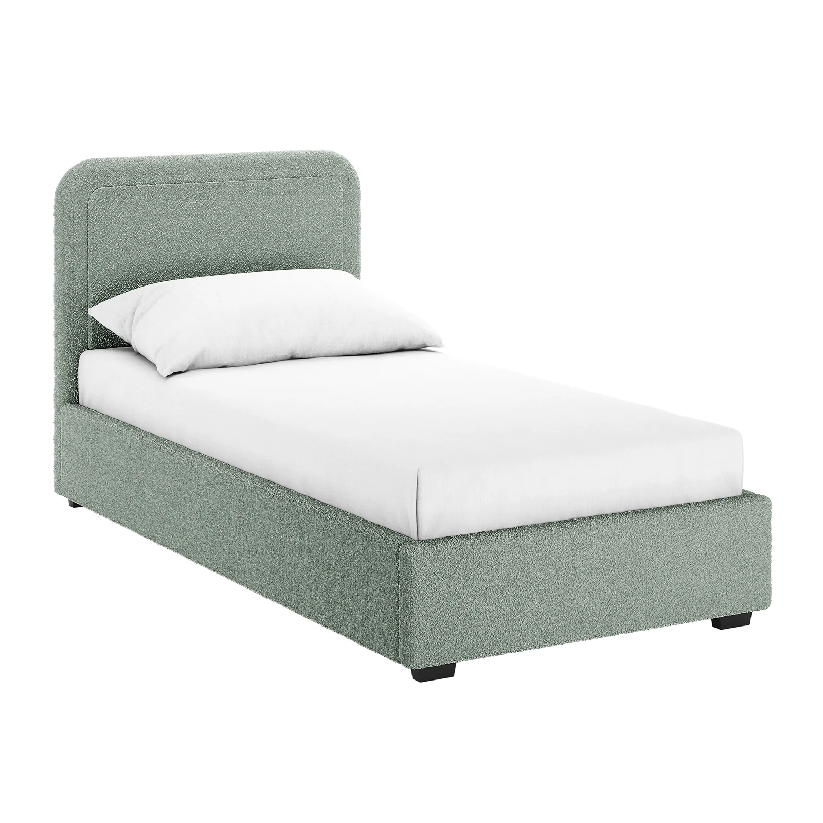 Carya Kids Single Fabric Boucle Bed Frame in Mint Green - Image 5
