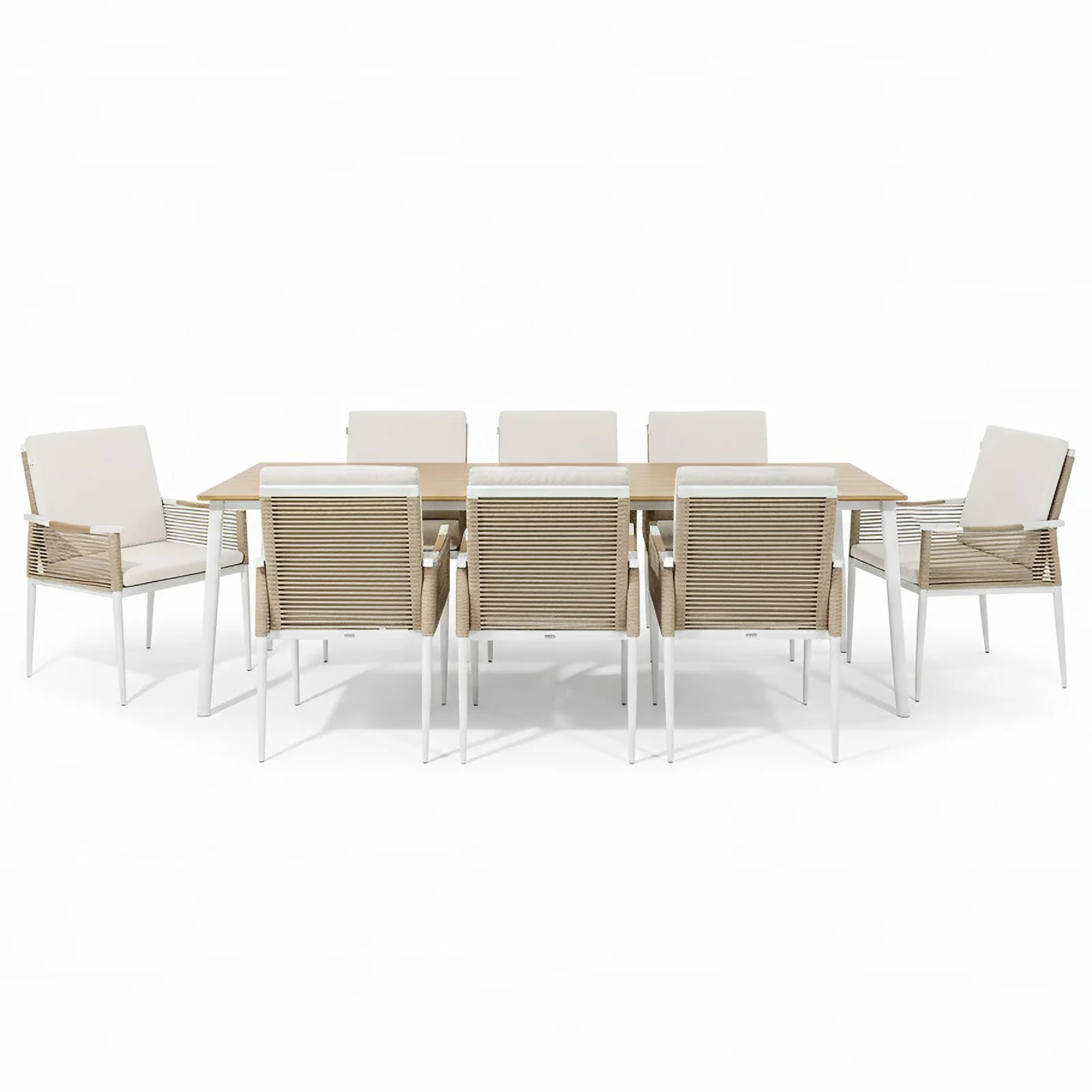 Casara 9 Piece Outdoor Dining Set in White and Beige