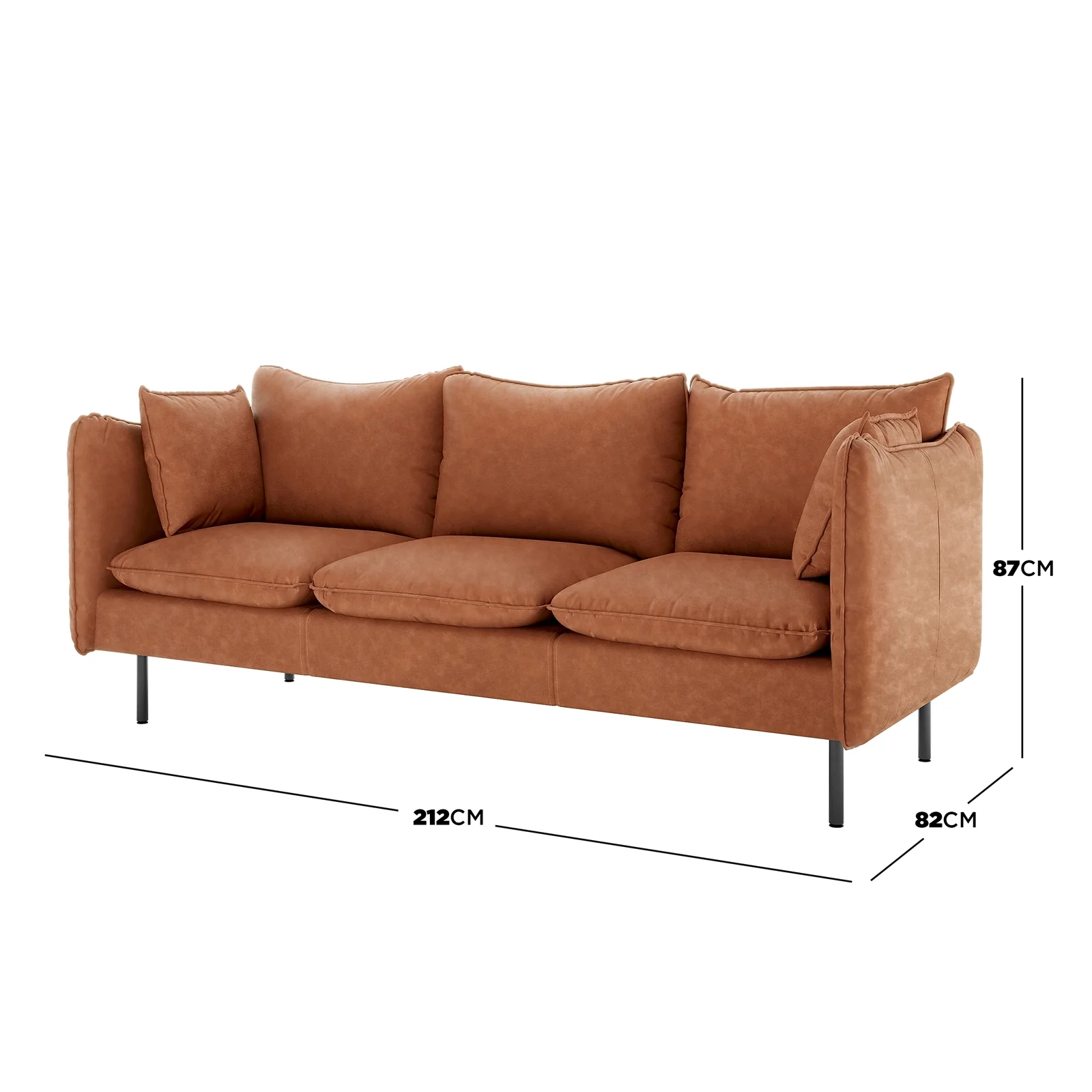 Cassian 6 Seater PU Leather Sofa Set in Mocha - Image 3