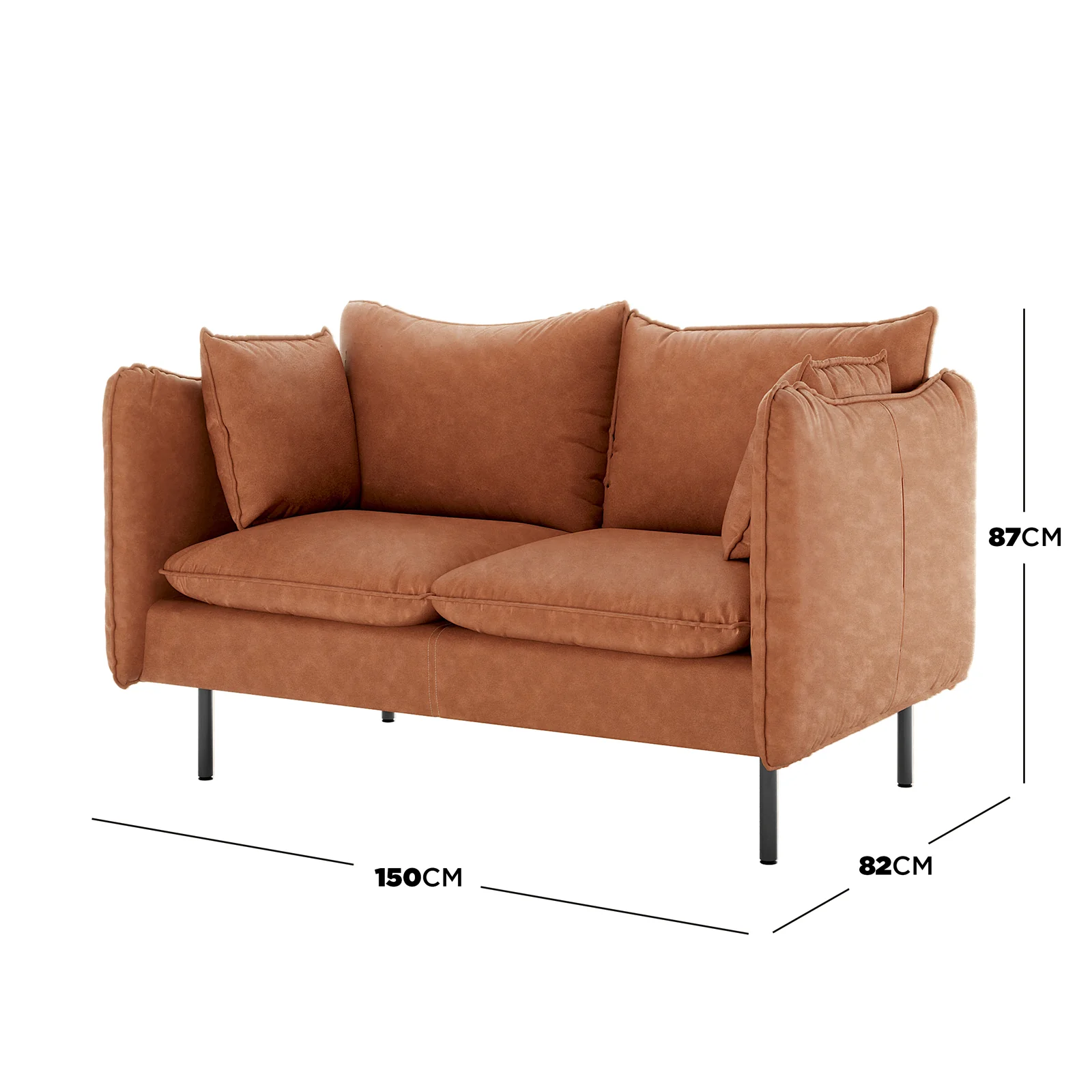 Cassian 6 Seater PU Leather Sofa Set in Mocha - Image 4