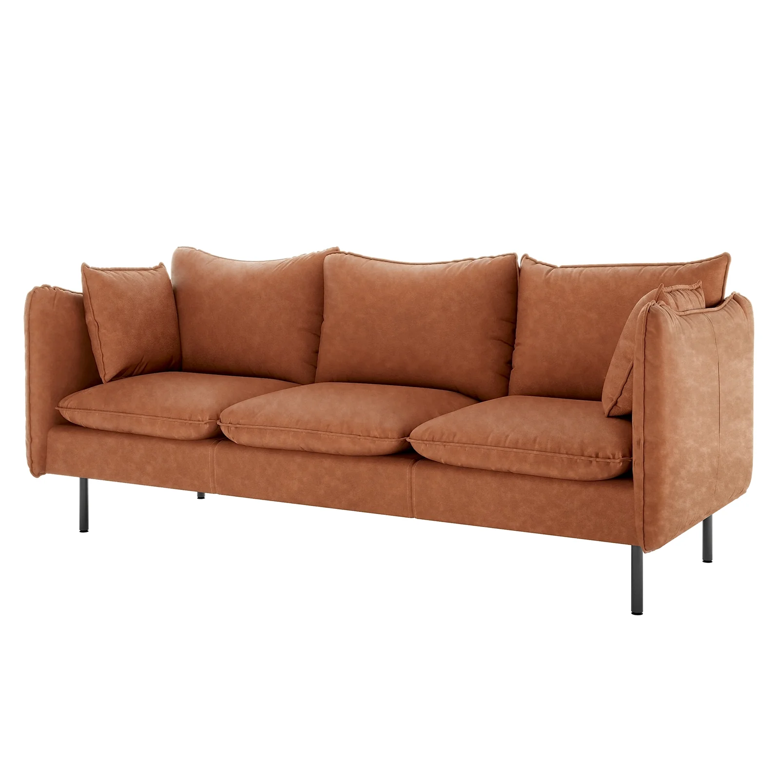 Cassian 6 Seater PU Leather Sofa Set in Mocha - Image 7