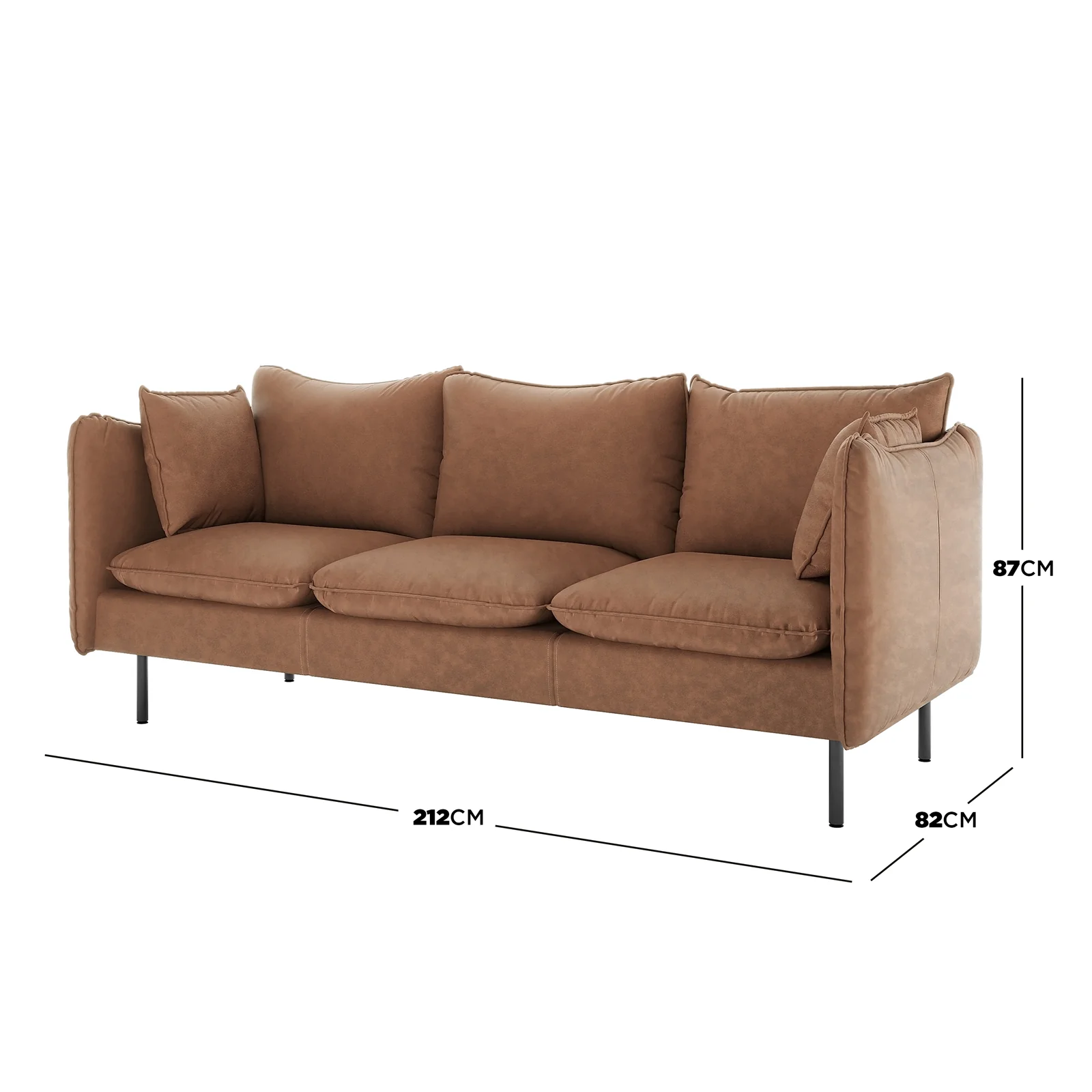 Cassian 7 Seater PU Leather Sofa Set in Chocolate Brown - Image 3