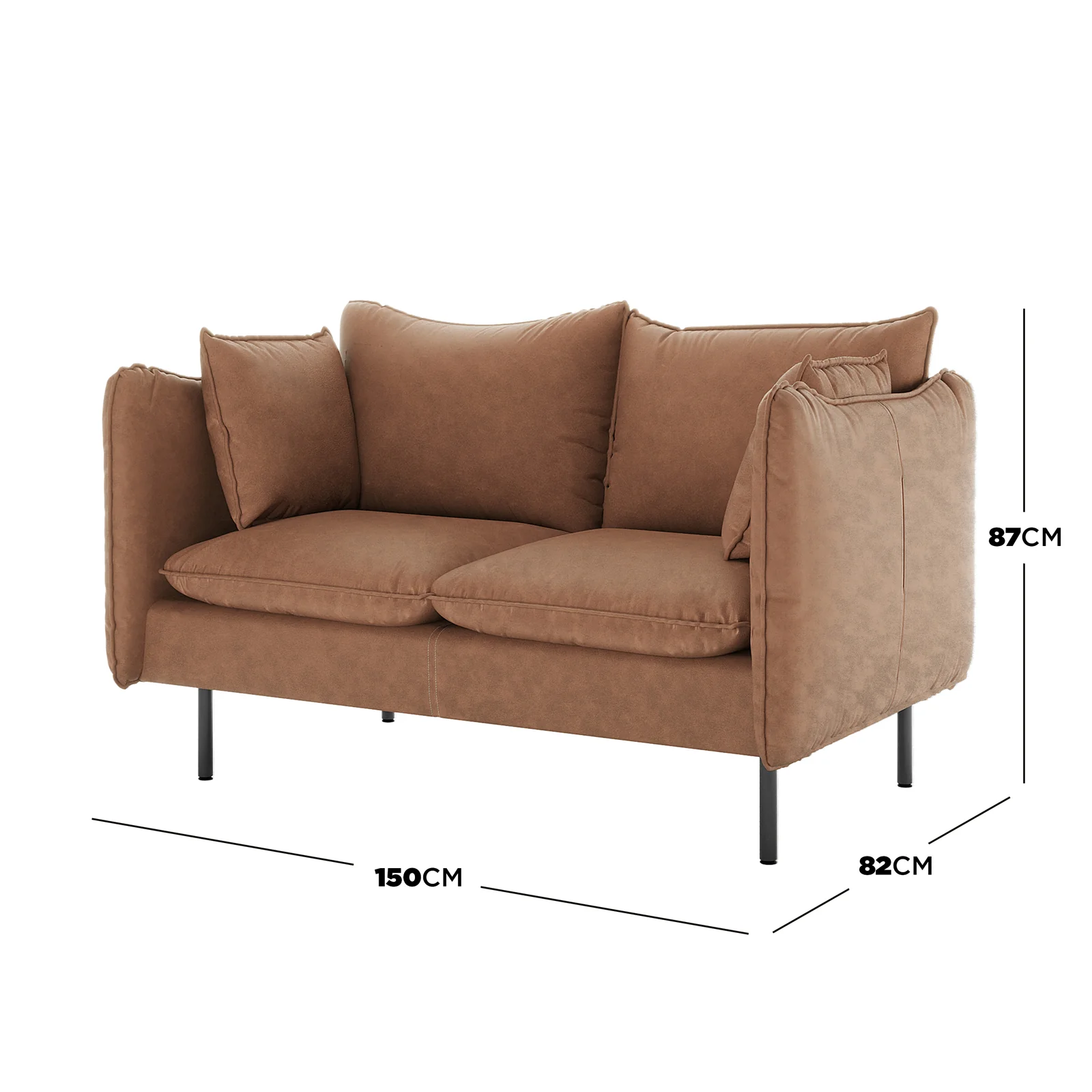 Cassian 7 Seater PU Leather Sofa Set in Chocolate Brown - Image 4