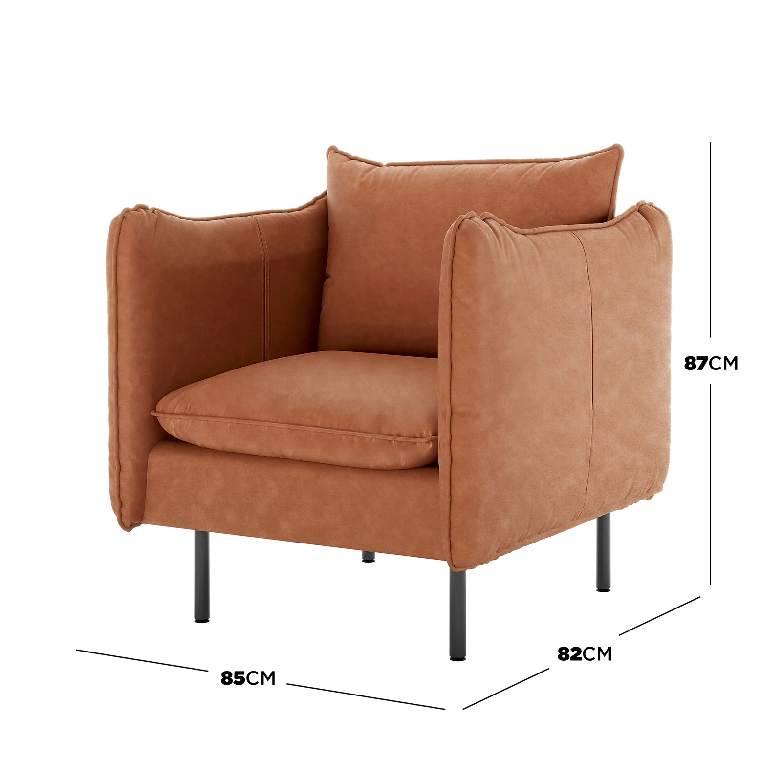 Cassian PU Leather Armchair in Mocha - Image 3
