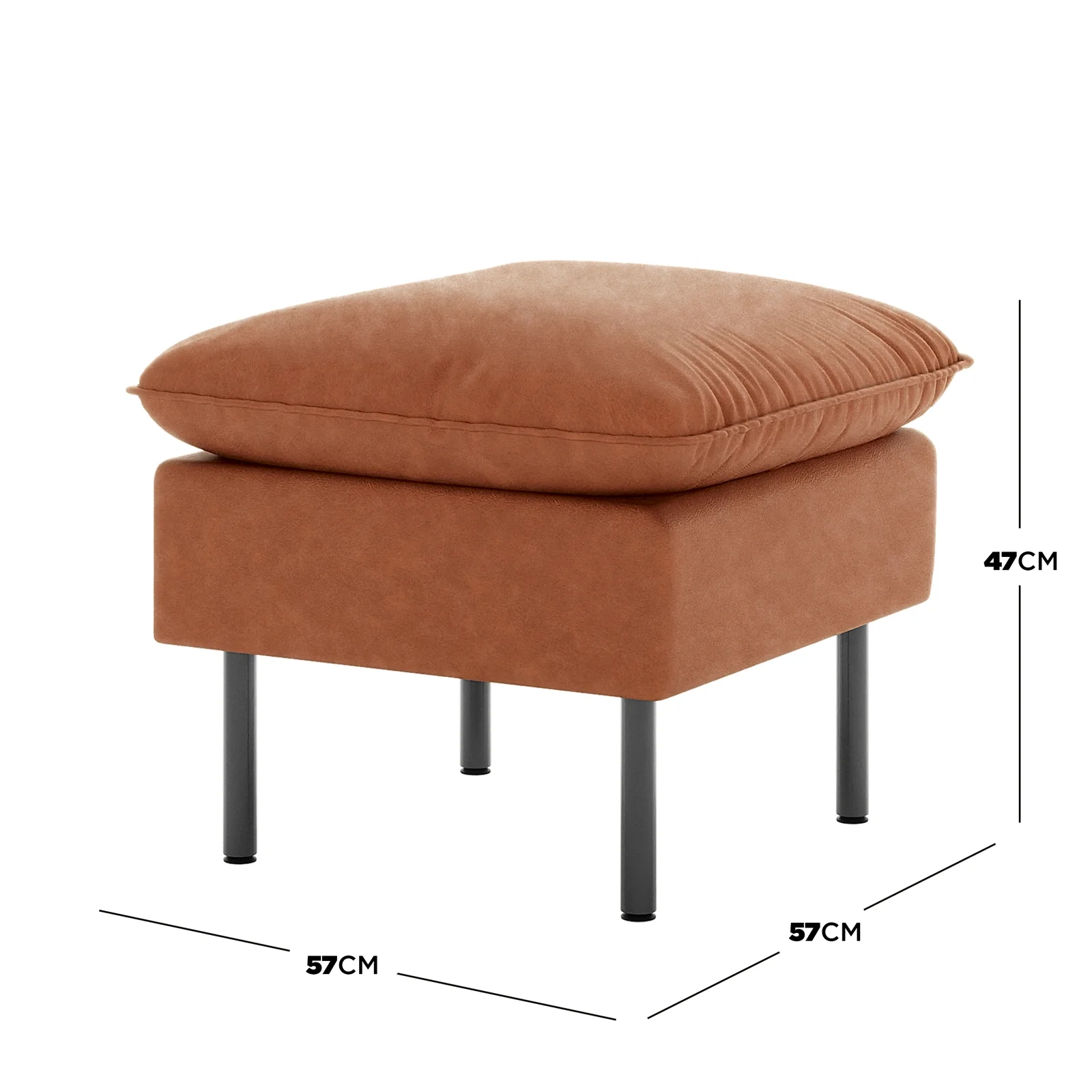 Cassian PU Leather Ottoman in Mocha - Image 3