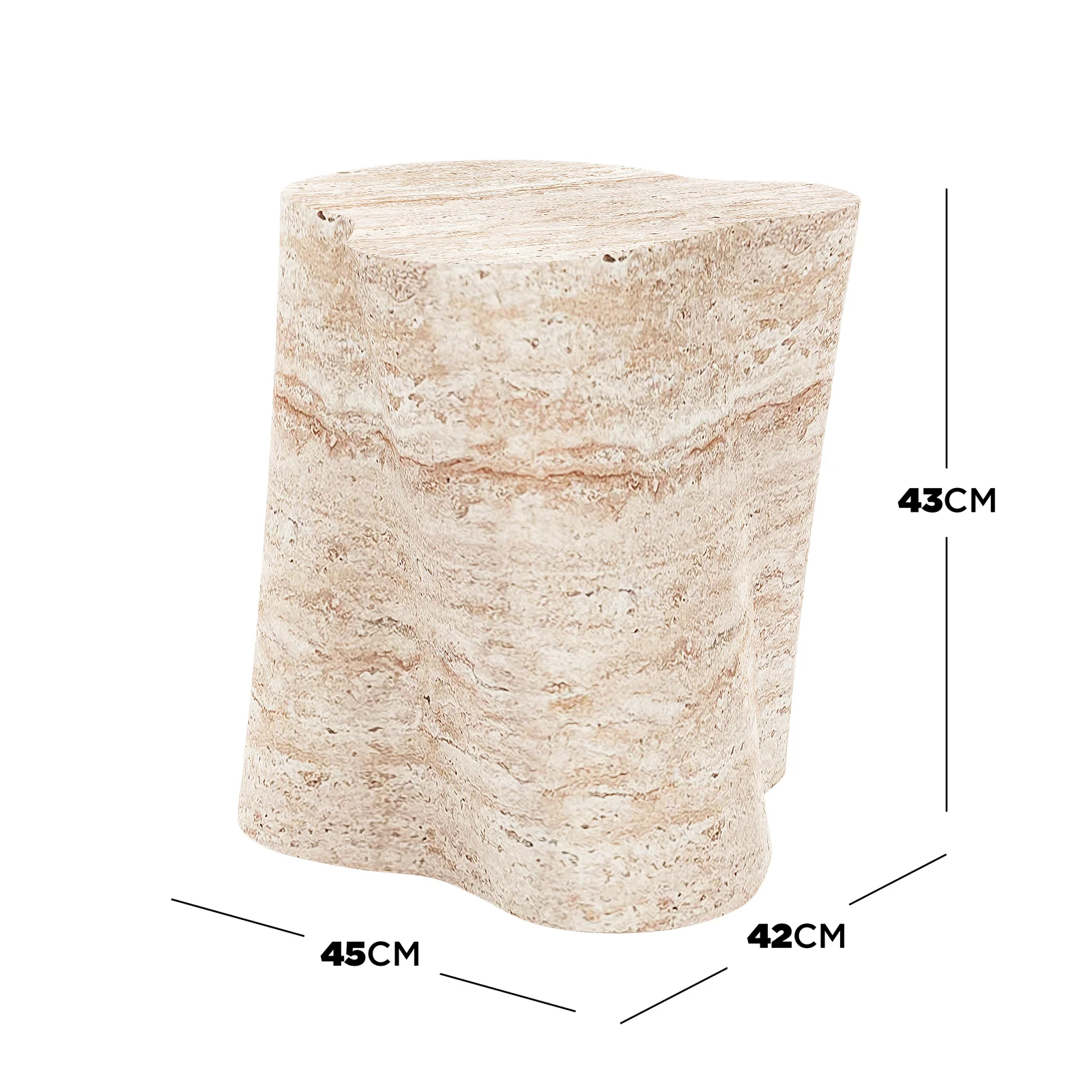 Cayton Modern Outdoor Concrete Side Table in Travertine - Image 3