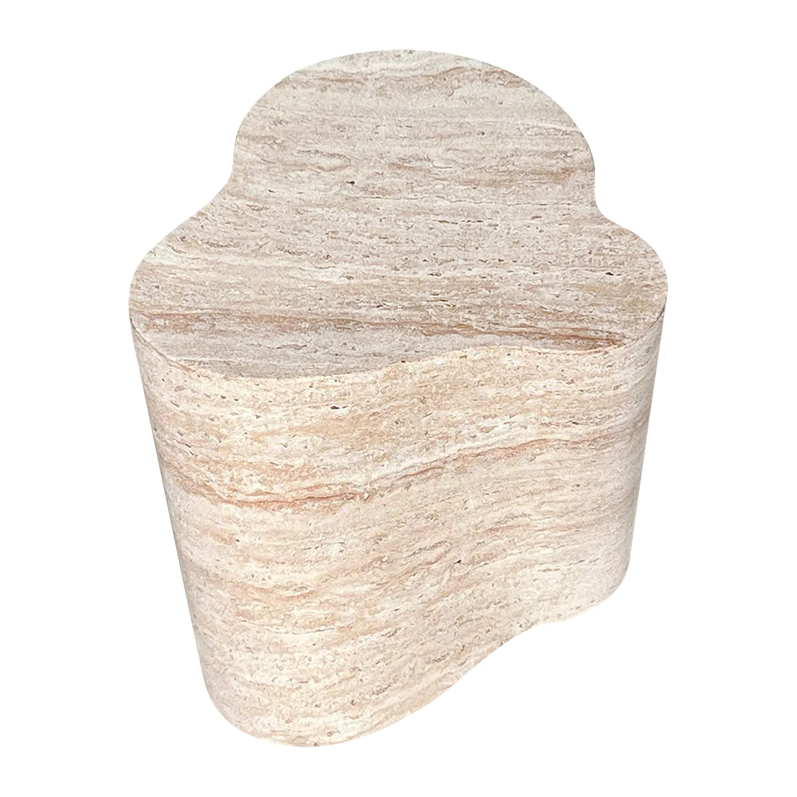 Cayton Modern Outdoor Concrete Side Table in Travertine - Image 5