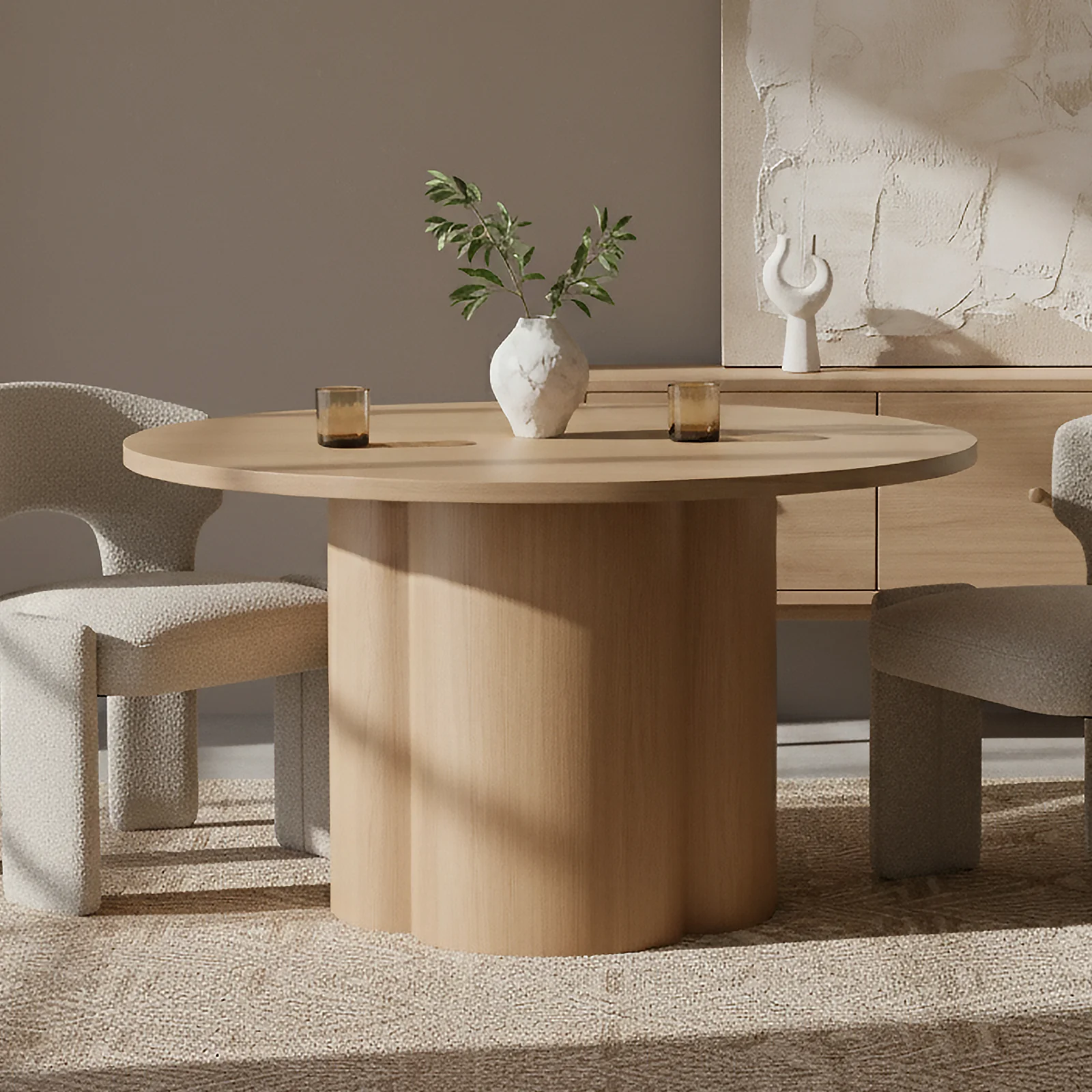 Cece 120cm Round Dining Table in Oak - Image 2