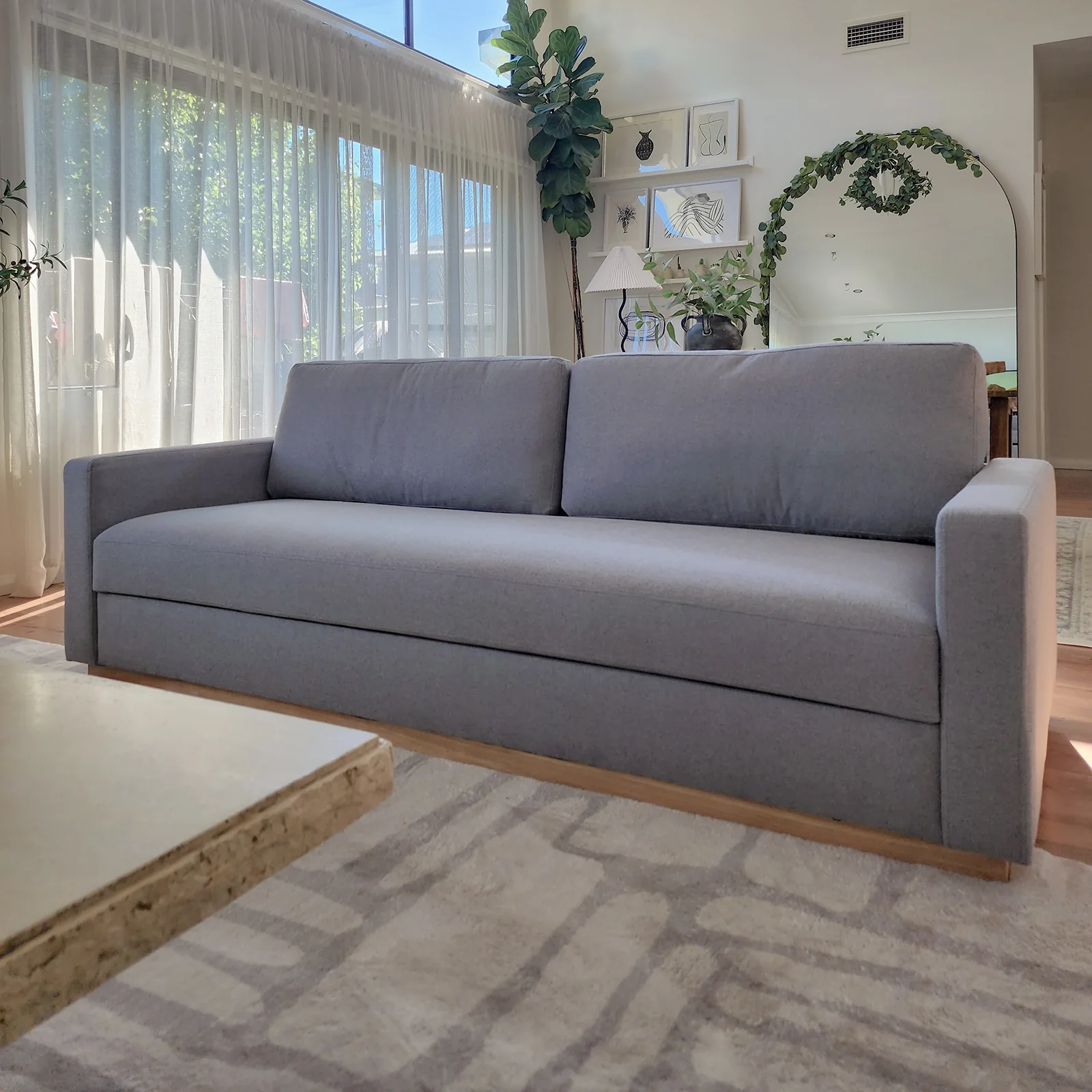 Celeste 3 Seater Hardwood Sofa in Ash Fabric - Image 5
