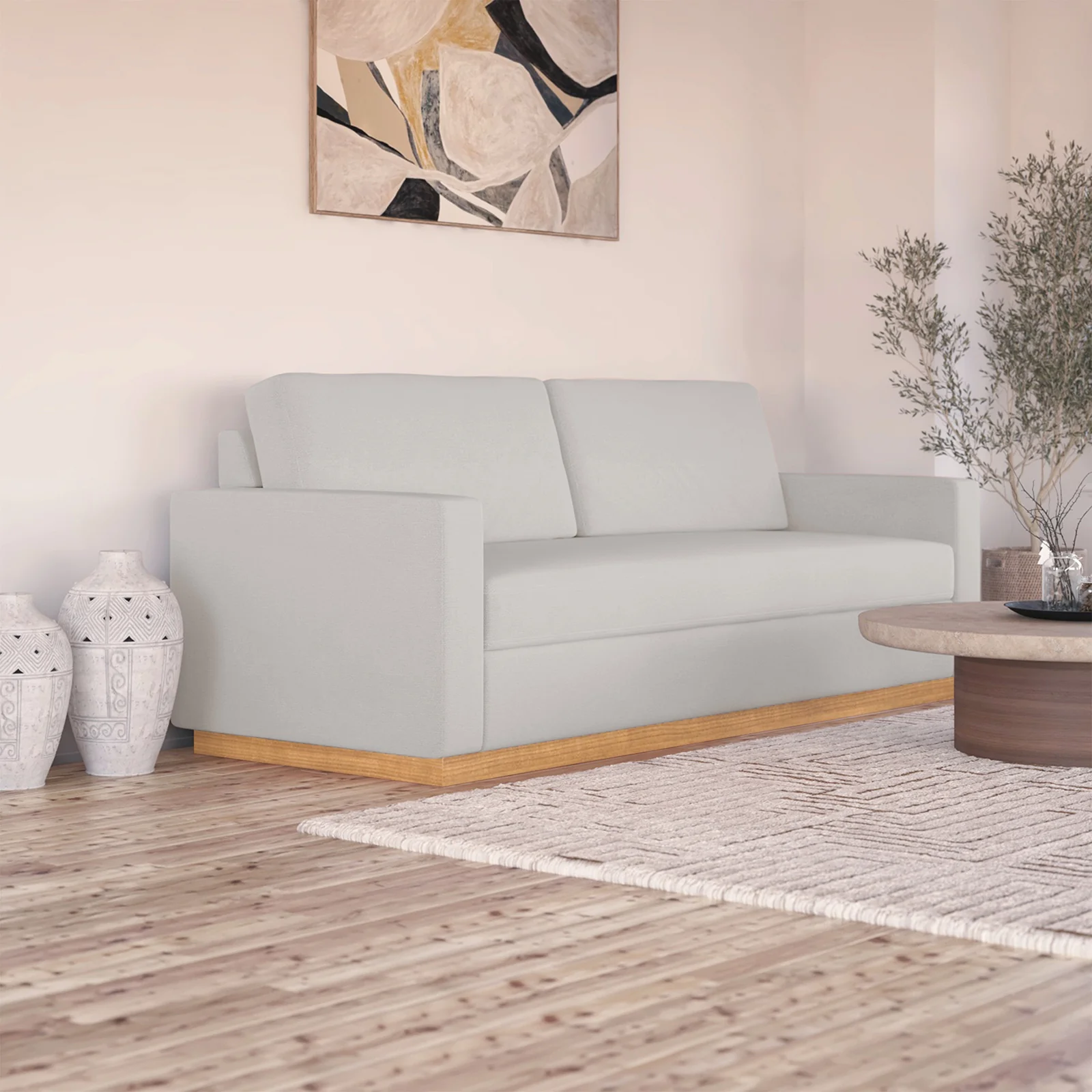Celeste 3 Seater Hardwood Sofa in Grey Fabric - Image 2