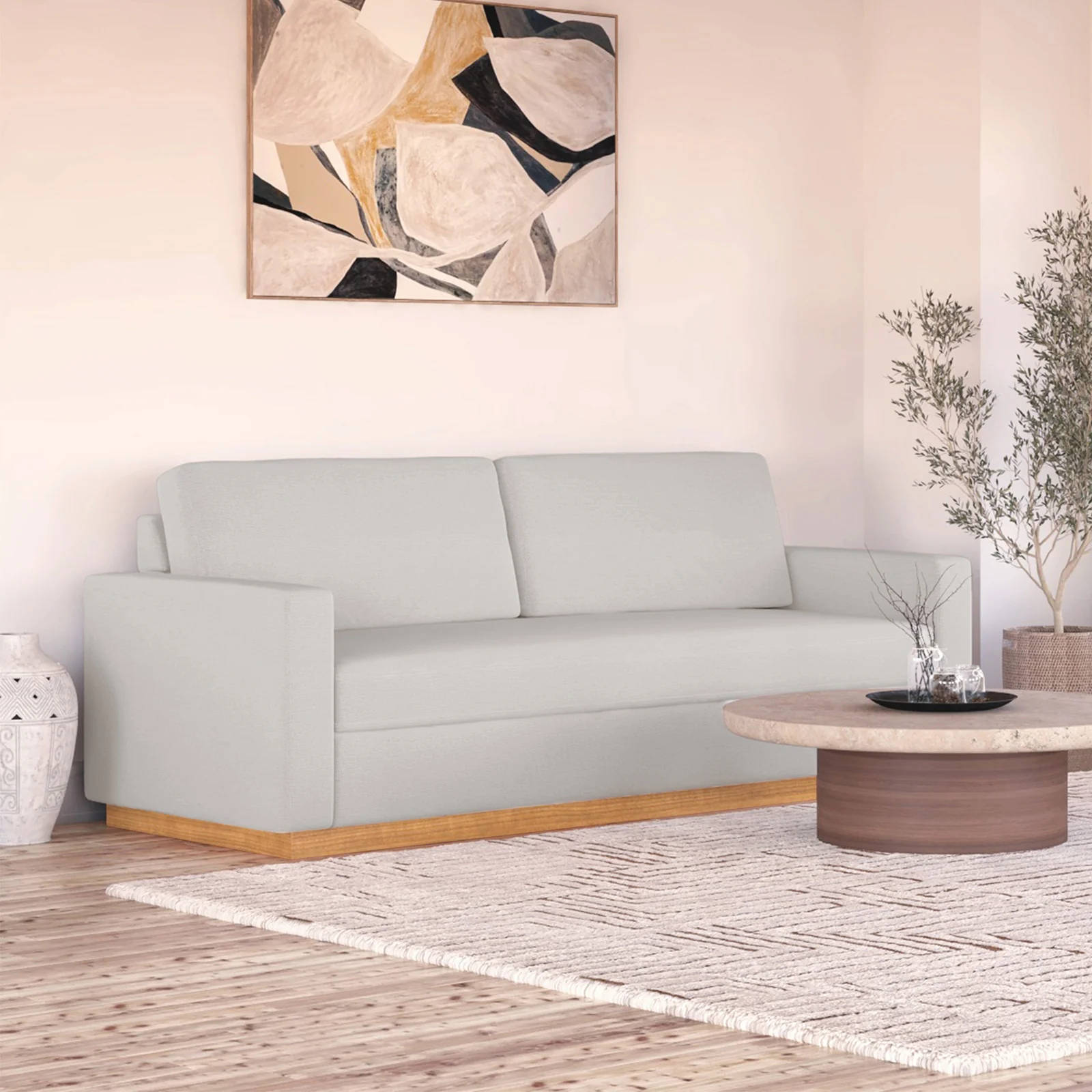 Celeste 3 Seater Hardwood Sofa in Grey Fabric - Image 4