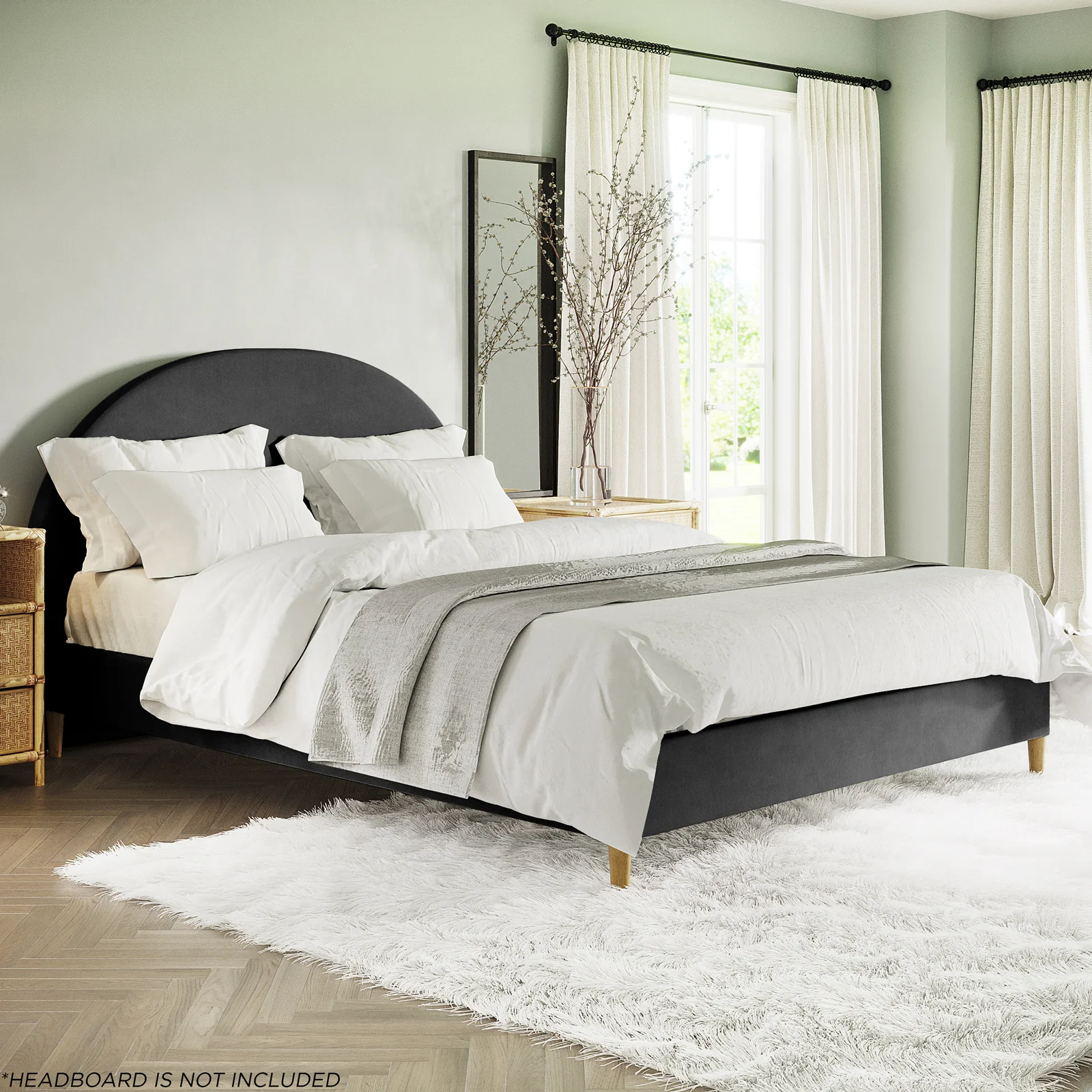 Celina Queen Boucle Fabric Bed Base in Black - Image 2