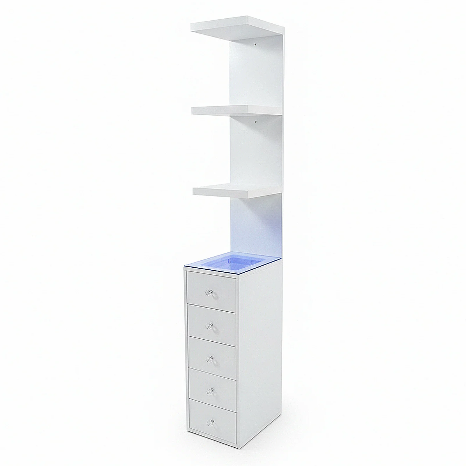 Isobel LED Makeup Storage Shelf with Drawers in White