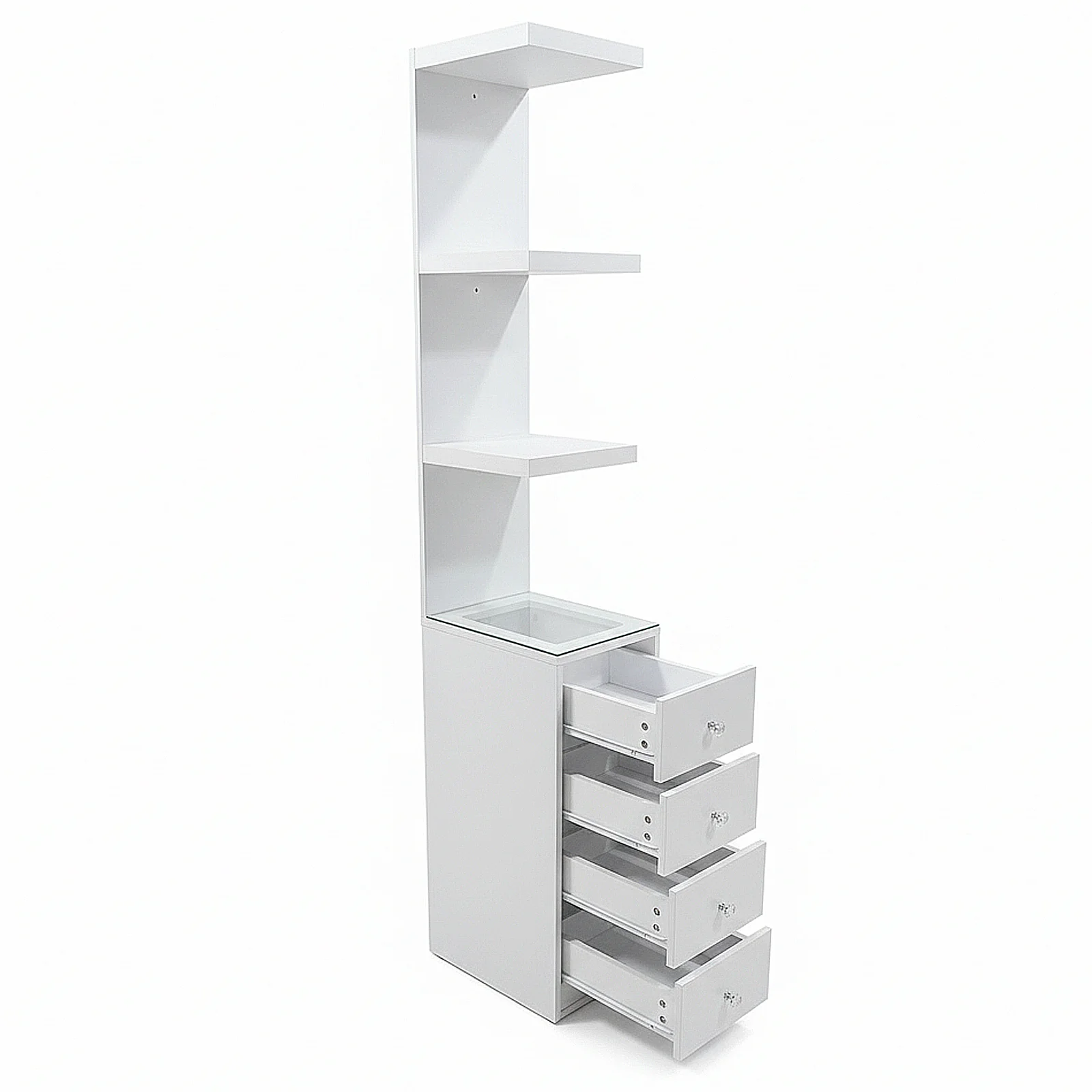 Isobel LED Makeup Storage Shelf with Drawers in White - Image 10