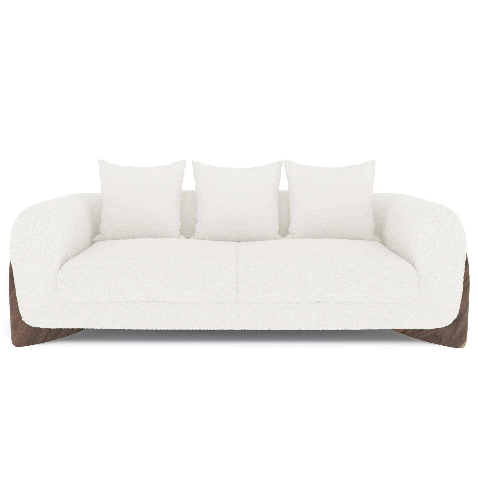Charla 3 Seater Boucle Sofa with Pillows in Cream White