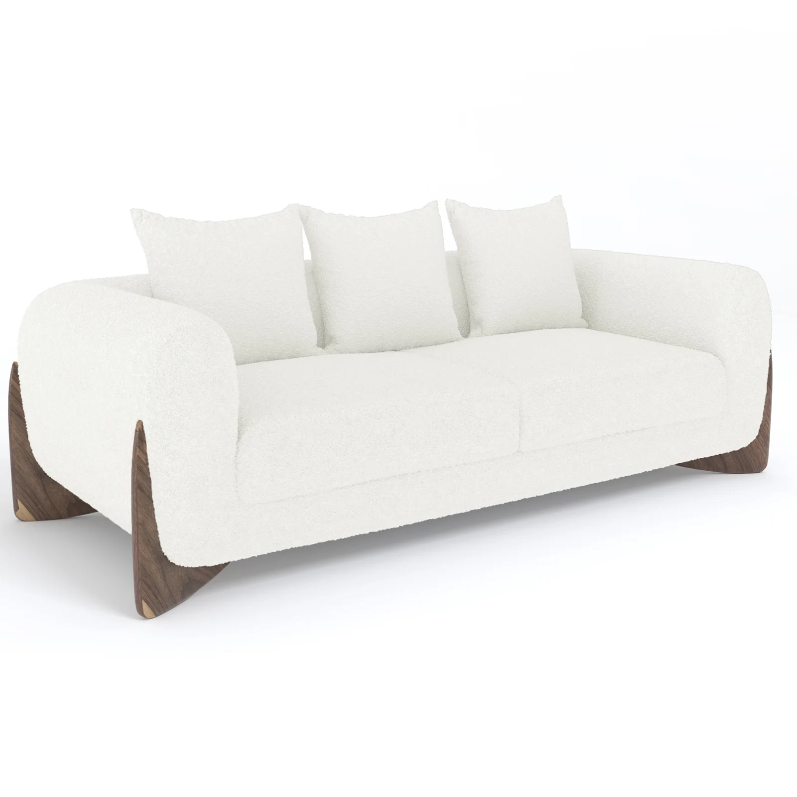 Charla 3 Seater Boucle Sofa with Pillows in Cream White - Image 8