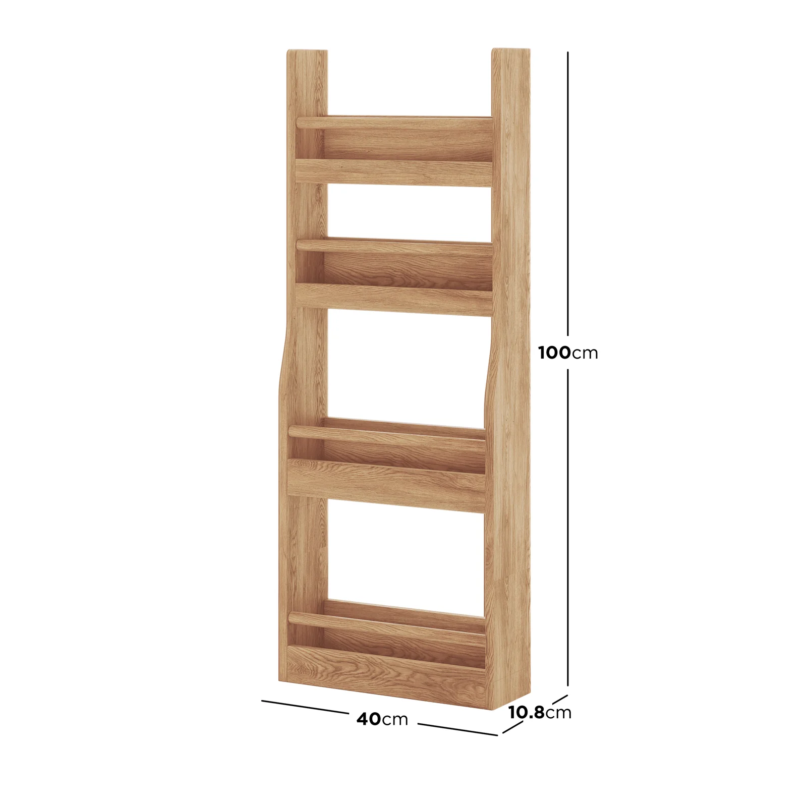 Chastor 100cm Hardwood Slim Storage Spice Rack in Natural - Image 3
