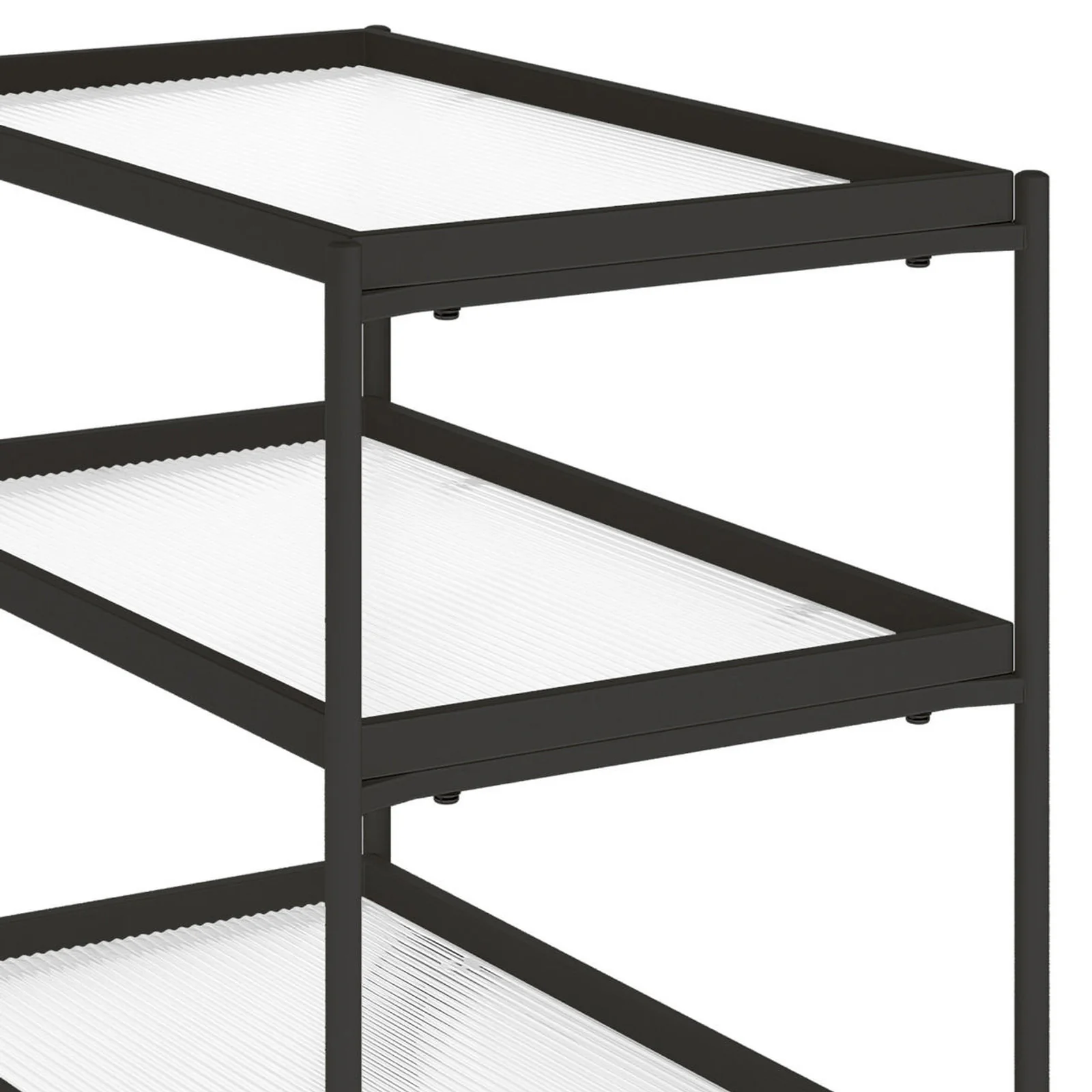Chelsea 3-Tier Fluted Glass Drink Cart Bar Trolley in Black - Image 7