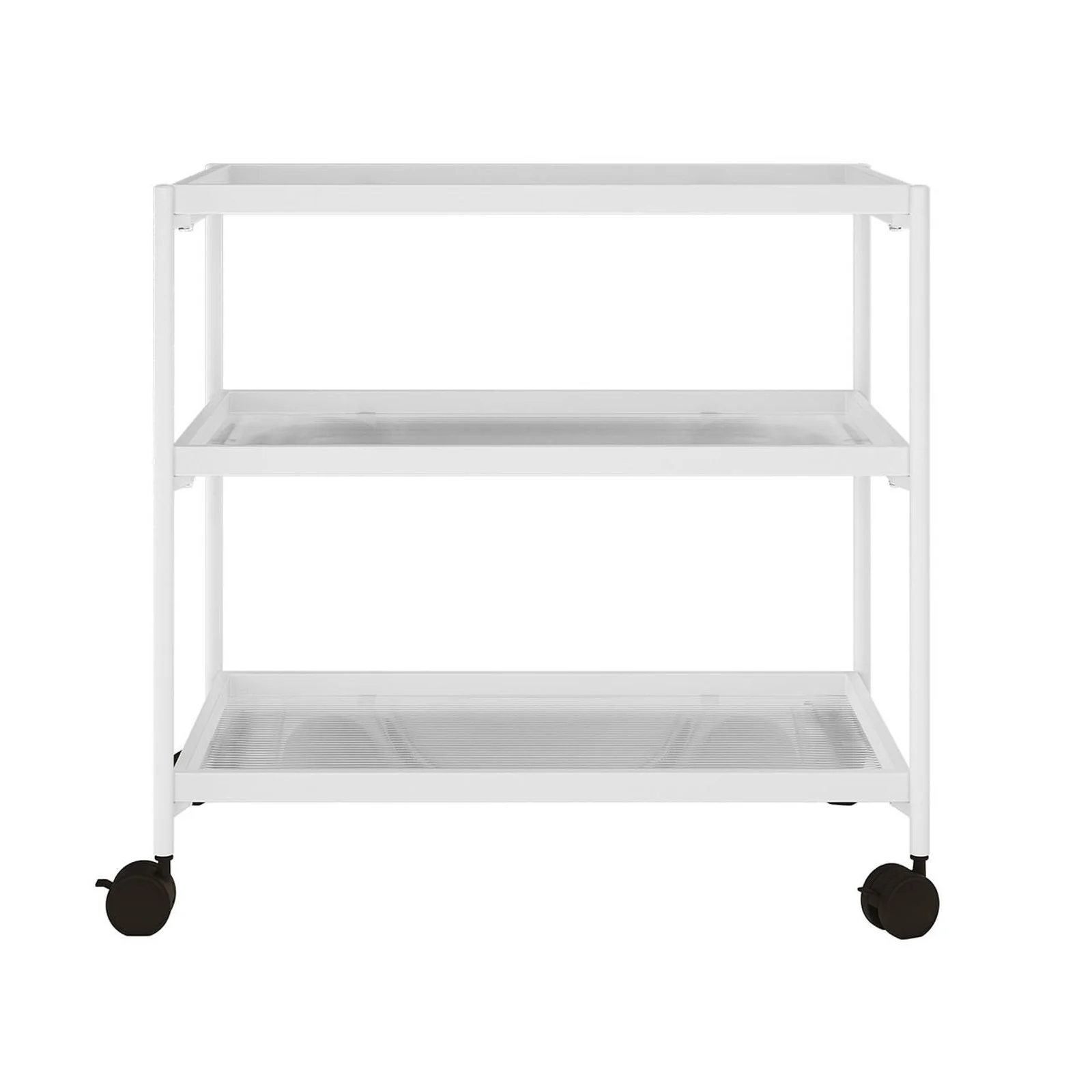 Chelsea 3-Tier Fluted Glass Drink Cart Bar Trolley in White - Image 4