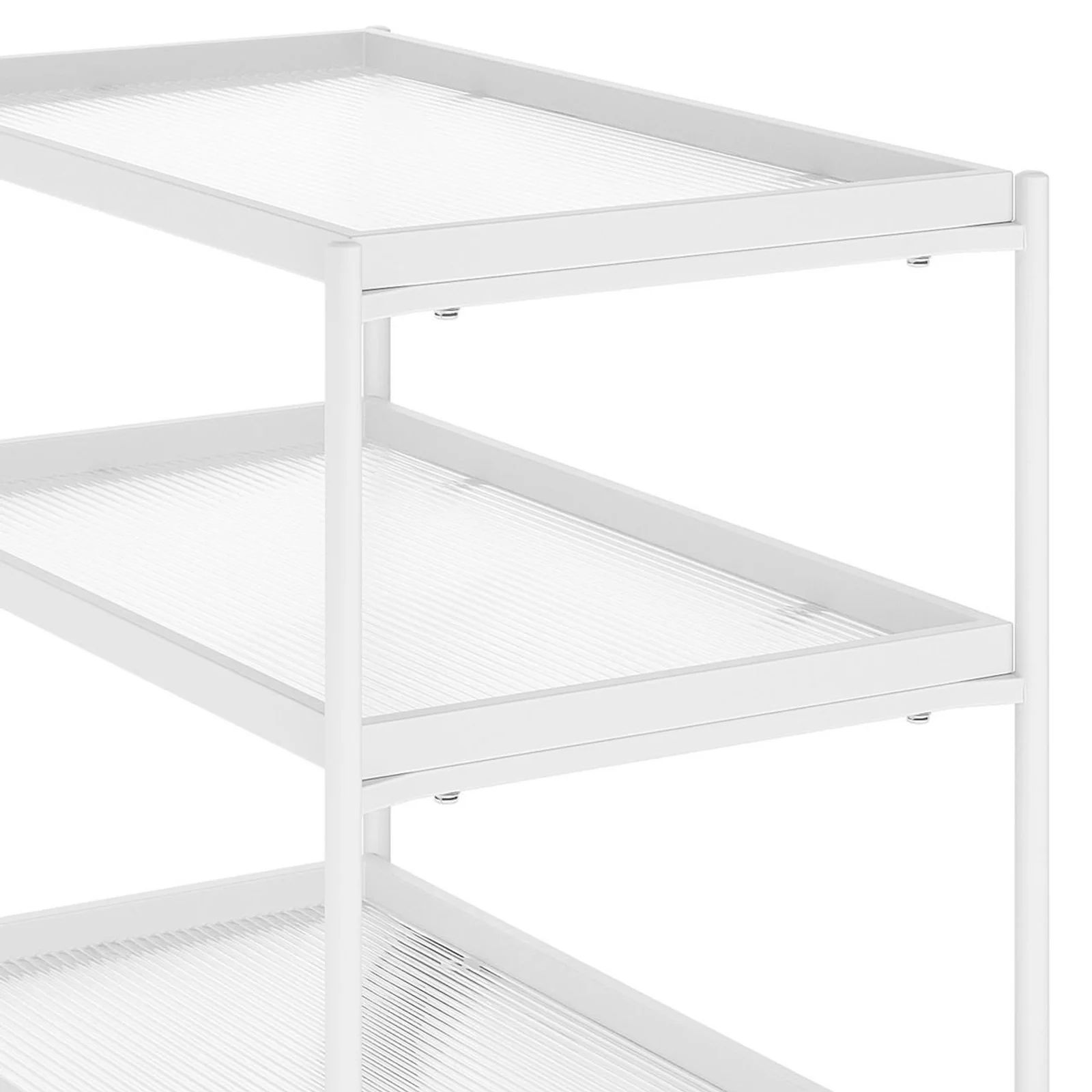 Chelsea 3-Tier Fluted Glass Drink Cart Bar Trolley in White - Image 7