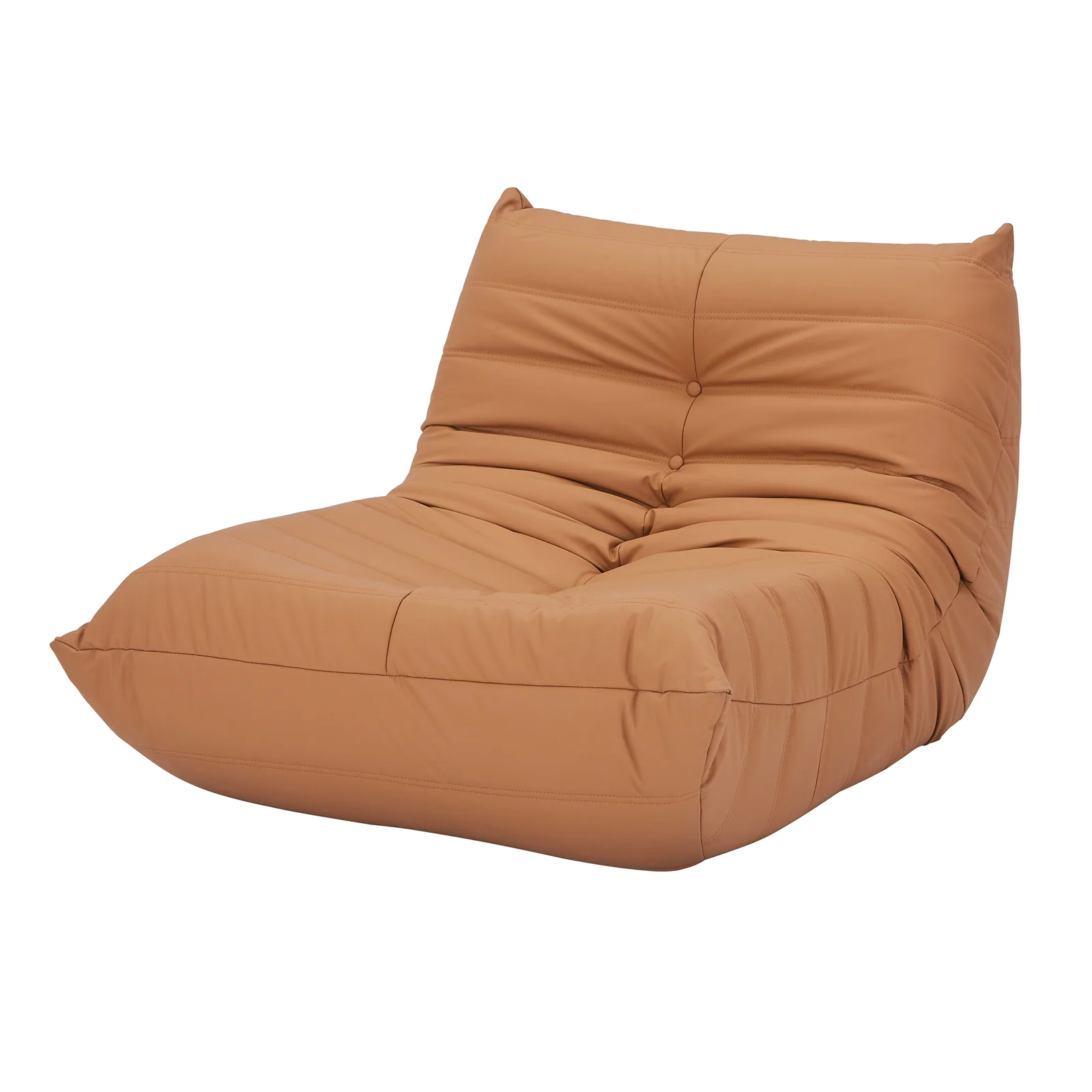 Claris PU Leather Tufted Lounge Sofa Chair in Caramel