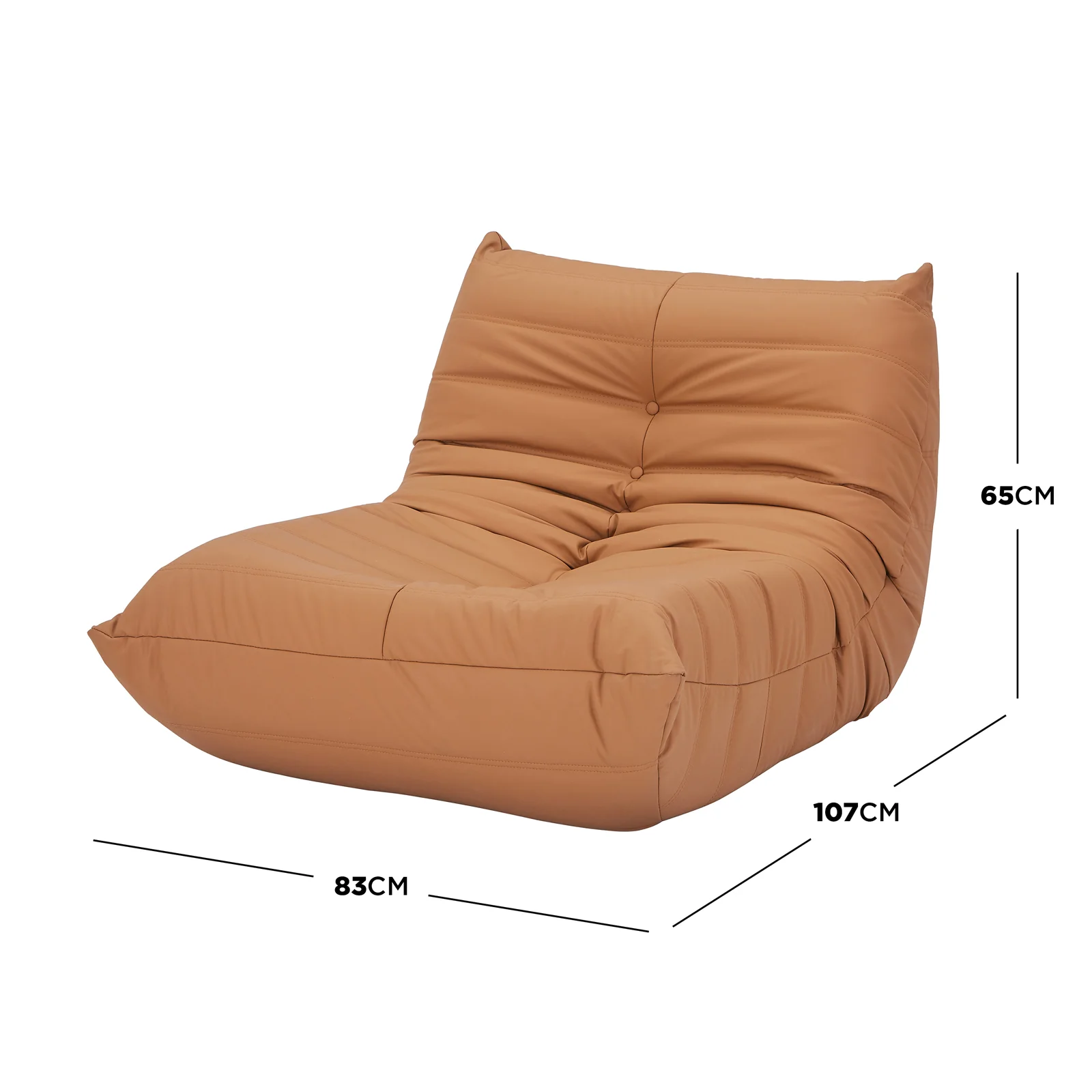 Claris PU Leather Tufted Lounge Sofa Chair in Caramel - Image 3