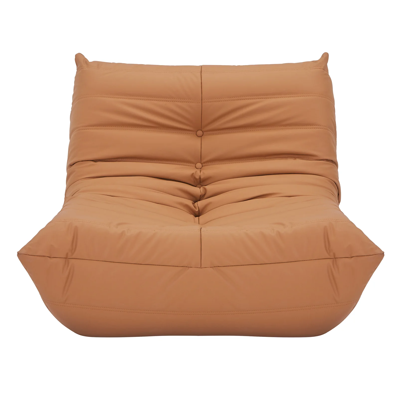 Claris PU Leather Tufted Lounge Sofa Chair in Caramel - Image 4