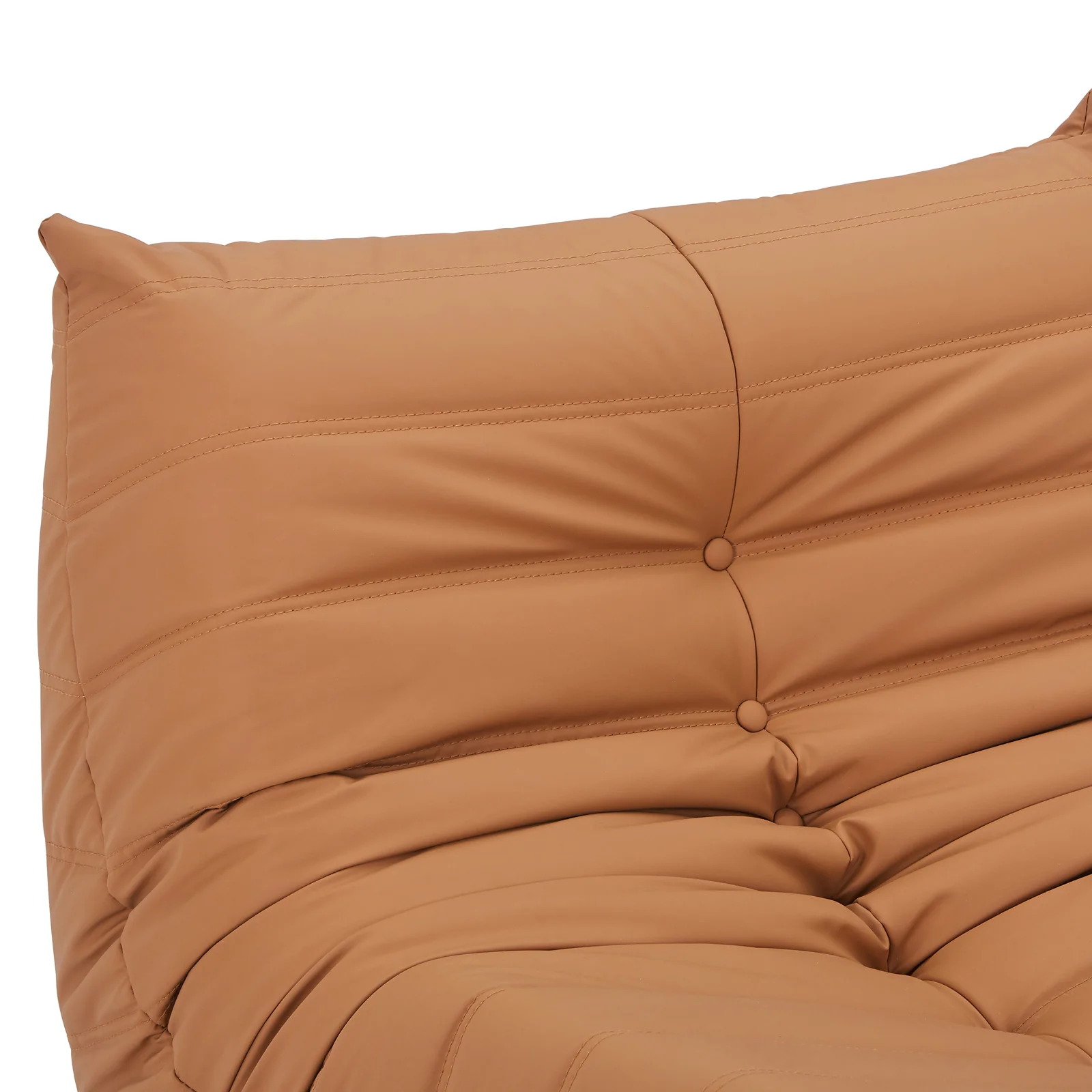 Claris PU Leather Tufted Lounge Sofa Chair in Caramel - Image 7