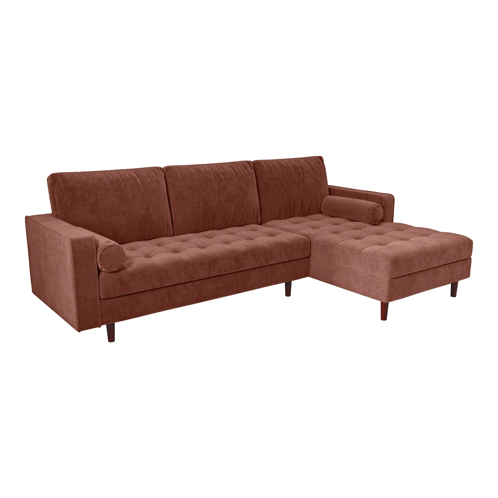 Claude 3-Seater Velvet Sofa with Chaise in Blush - Image 3
