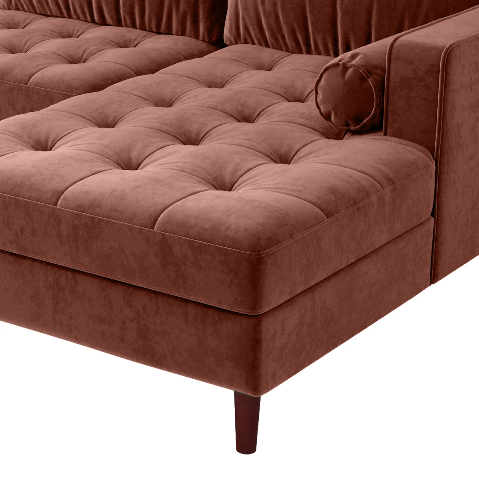 Claude 3-Seater Velvet Sofa with Chaise in Blush - Image 7