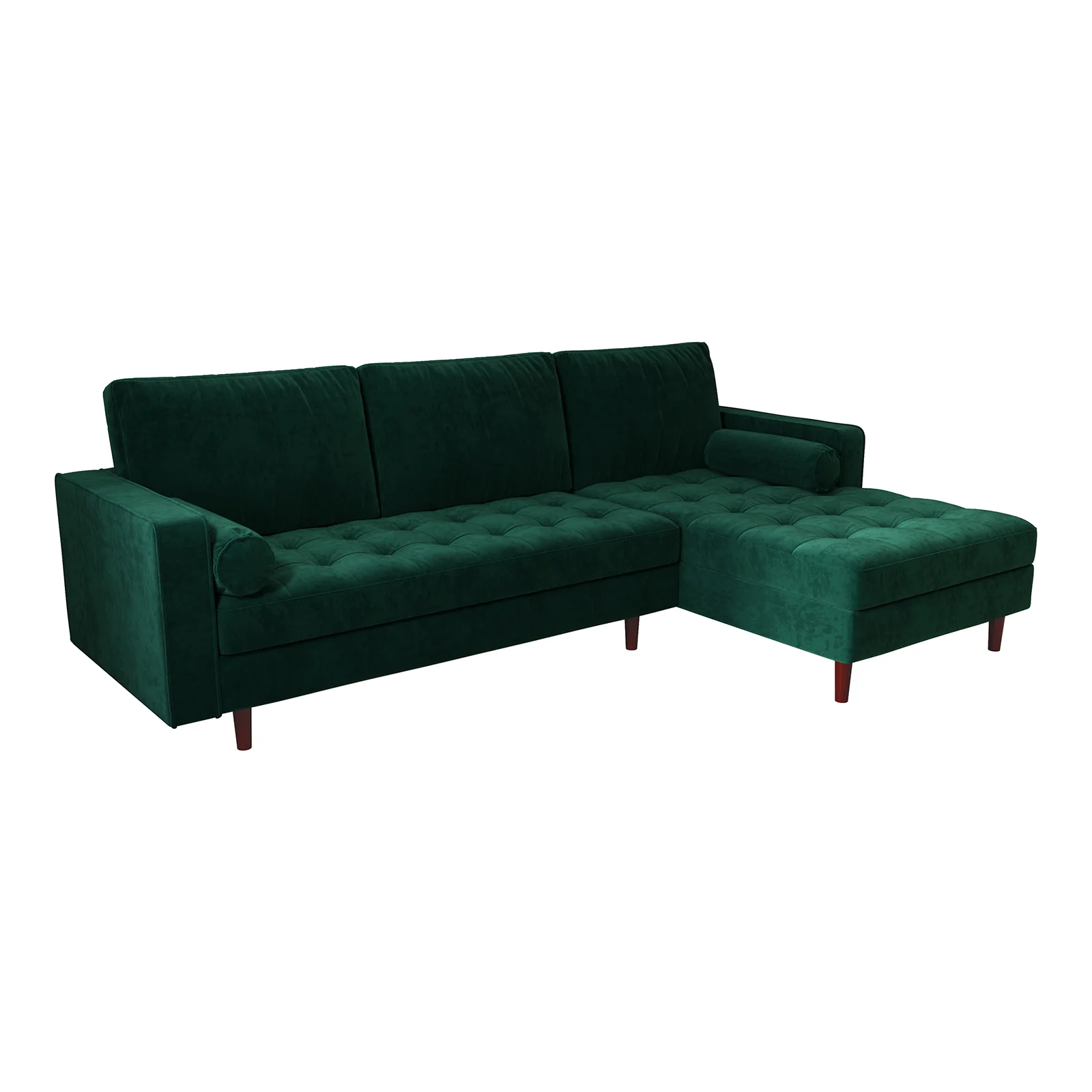 Claude 3-Seater Velvet Sofa with Chaise in Forest Green - Image 5