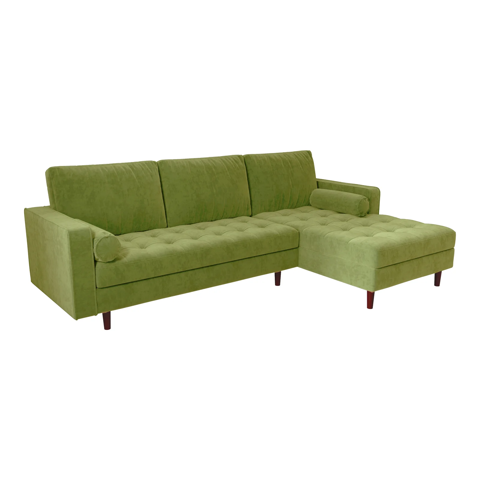 Claude 3-Seater Velvet Sofa with Chaise in Jade Green - Image 3