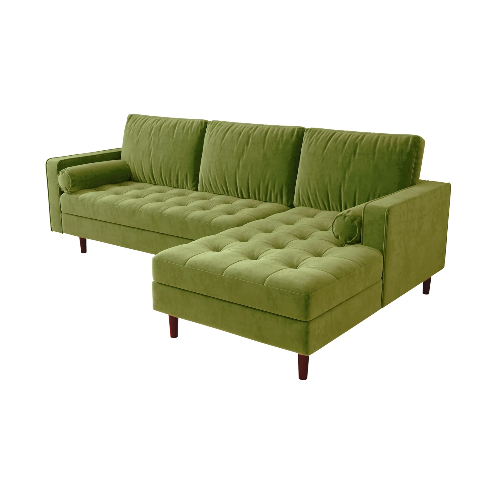 Claude 3-Seater Velvet Sofa with Chaise in Jade Green - Image 4