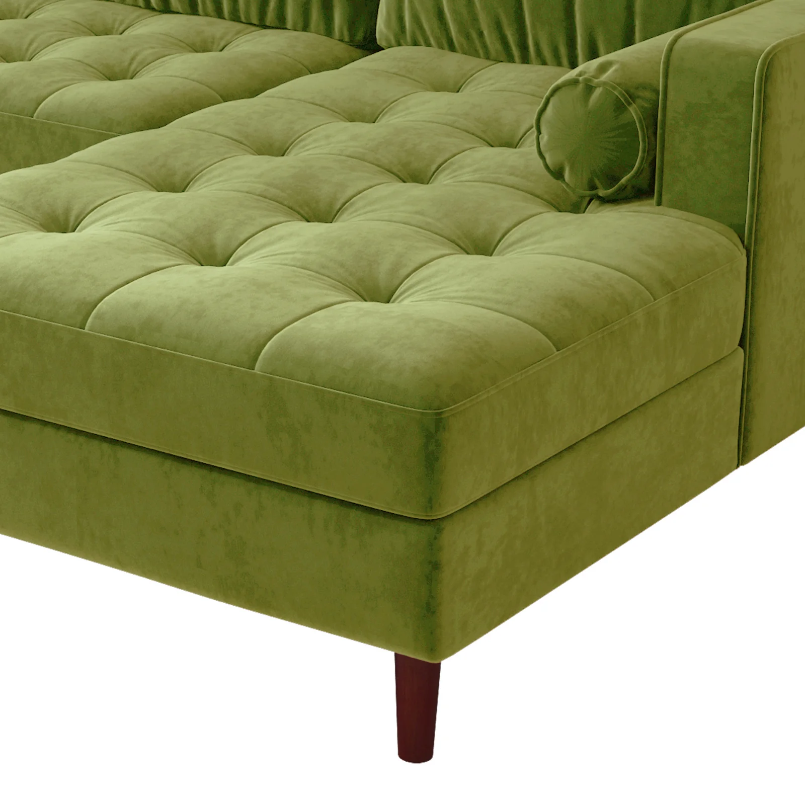 Claude 3-Seater Velvet Sofa with Chaise in Jade Green - Image 7