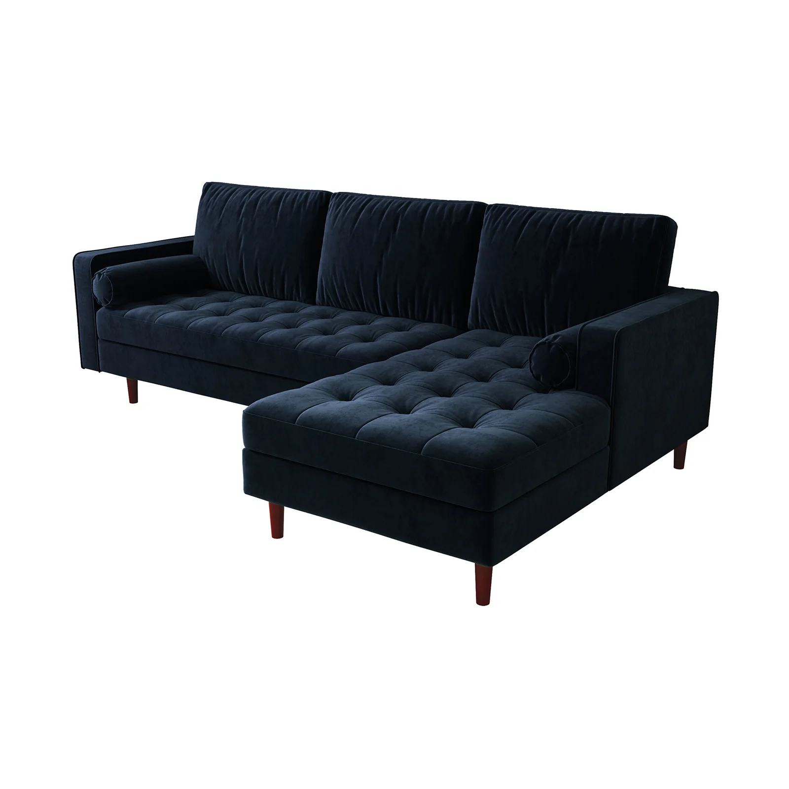 Claude 3-Seater Velvet Sofa with Chaise in Navy Blue - Image 6