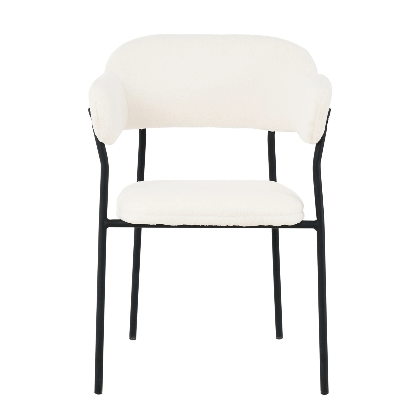 Clavin Boucle Dining Chair Set of 2 in Cream White - Image 4