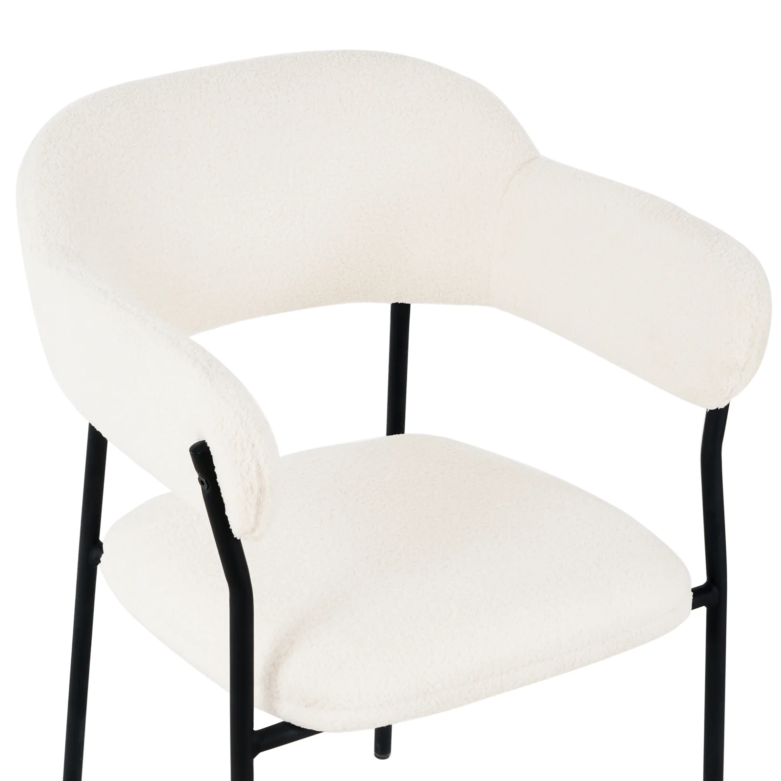 Clavin Boucle Dining Chair Set of 2 in Cream White - Image 9