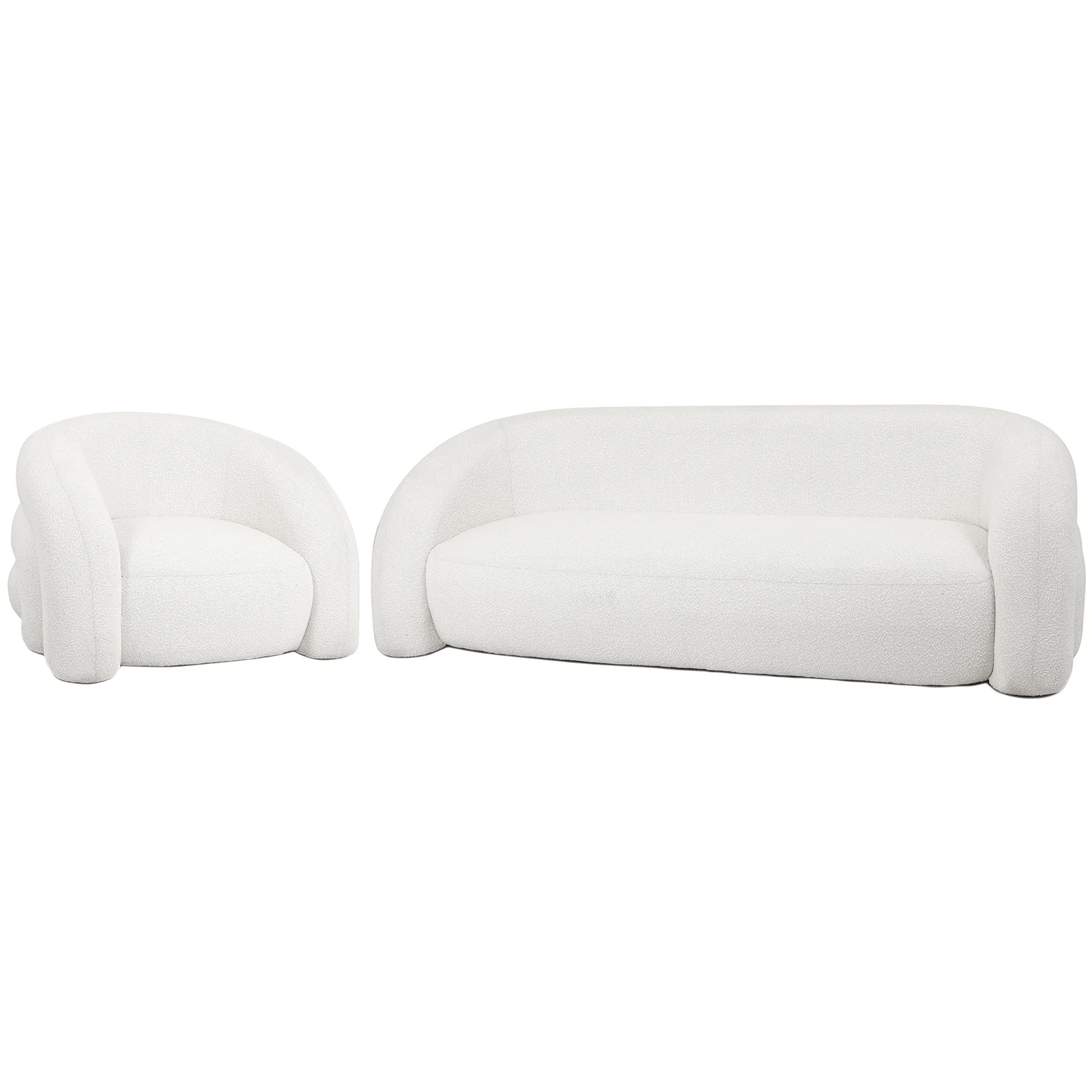 Clioz 4-Seater Curved Boucle Lounge in Eggshell White