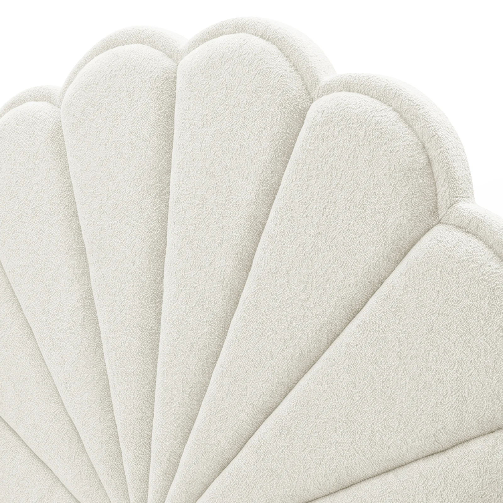Clove King Scallop-Fan Headboard in Cream White Boucle - Image 6