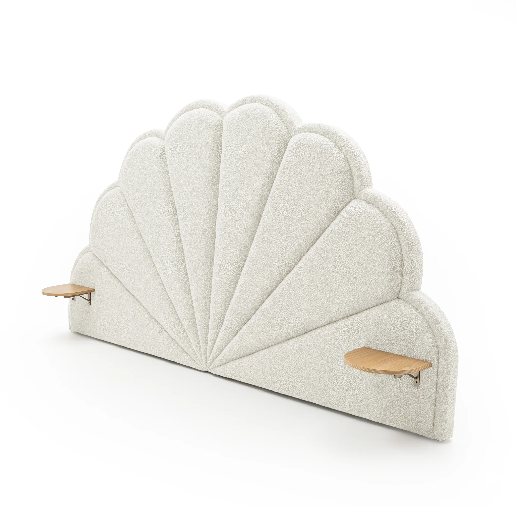 Clove King Scallop-Fan Headboard in Cream White Boucle - Image 7