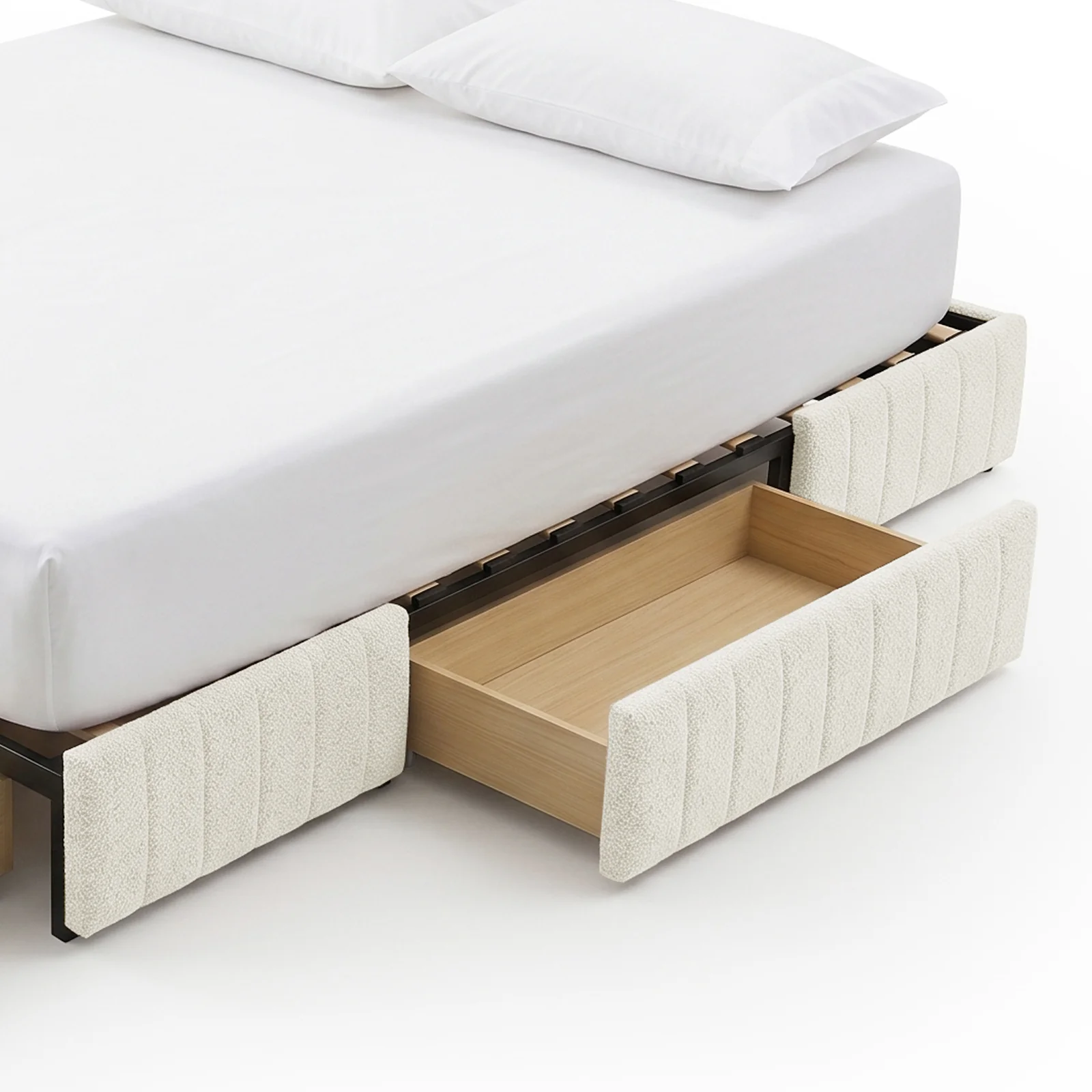 Clove King Storage Bed Base Set in Cream White - Image 12