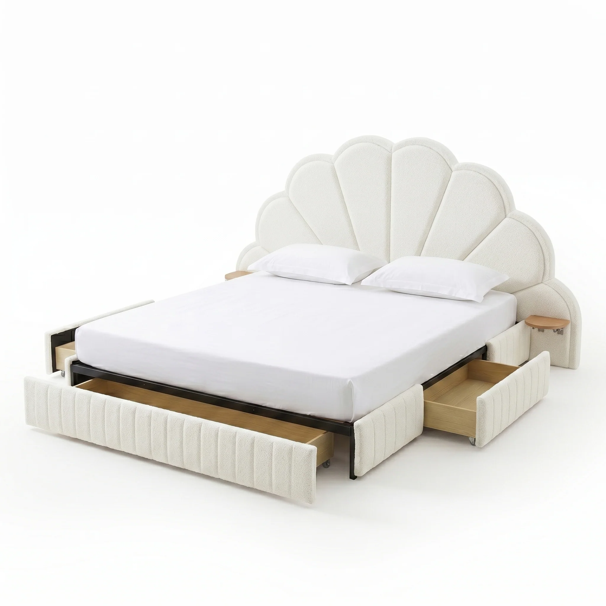 Clove King Storage Bed Base Set in Cream White - Image 9